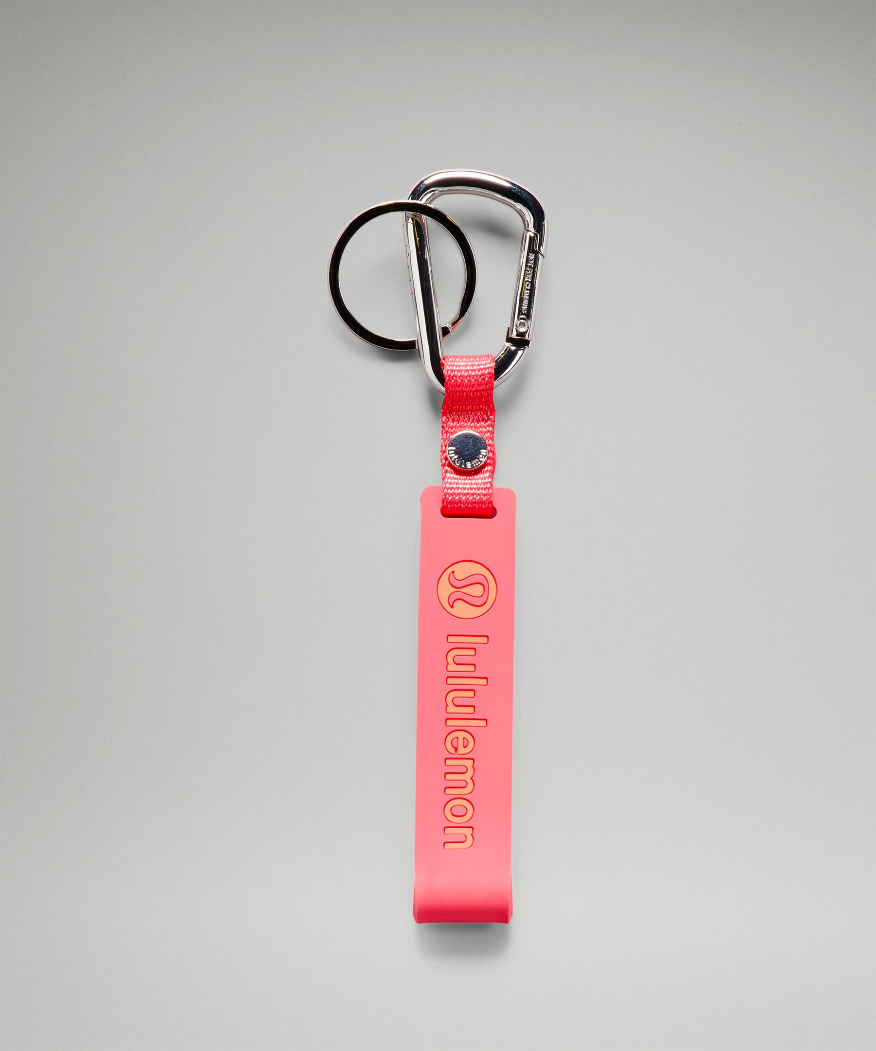 Lululemon Silicone Keychain In Pale Raspberry/silver