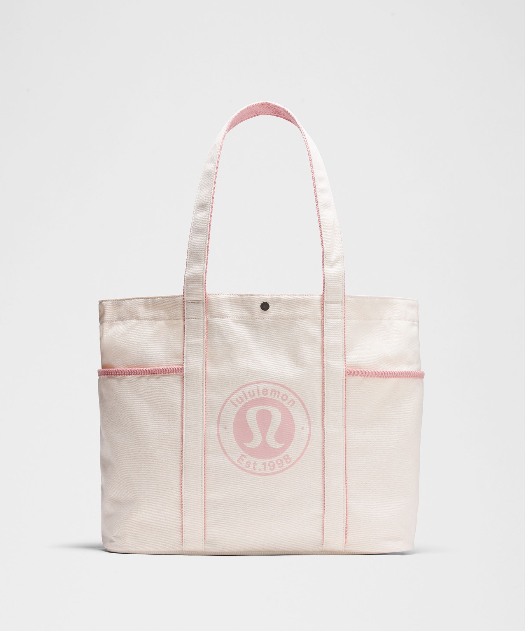 Daily Multi-Pocket Canvas Tote Bag 20L Logo - Natural/Pink Haze