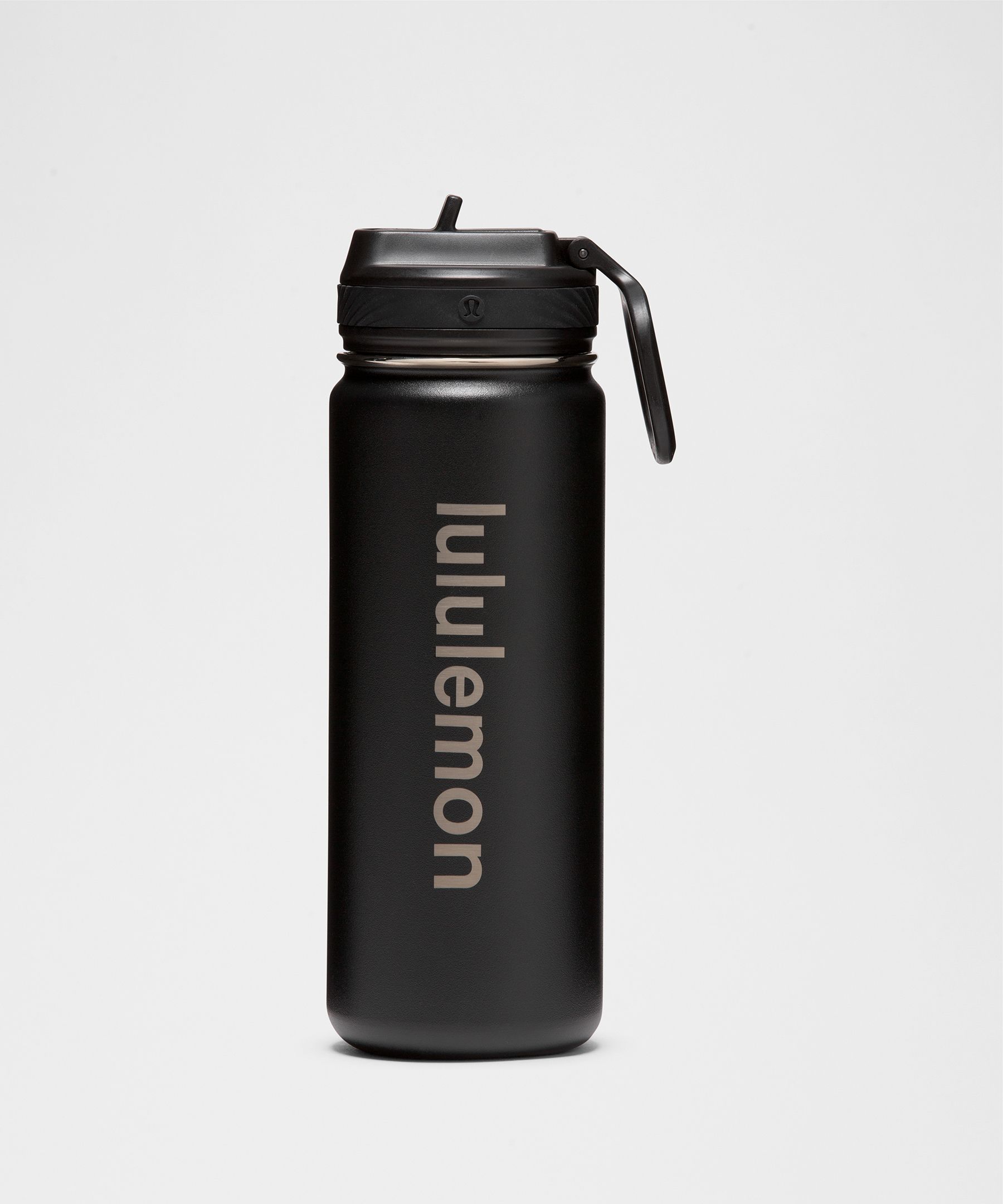 18oz Insulated Water Bottle with Straw - Powder Coated Black