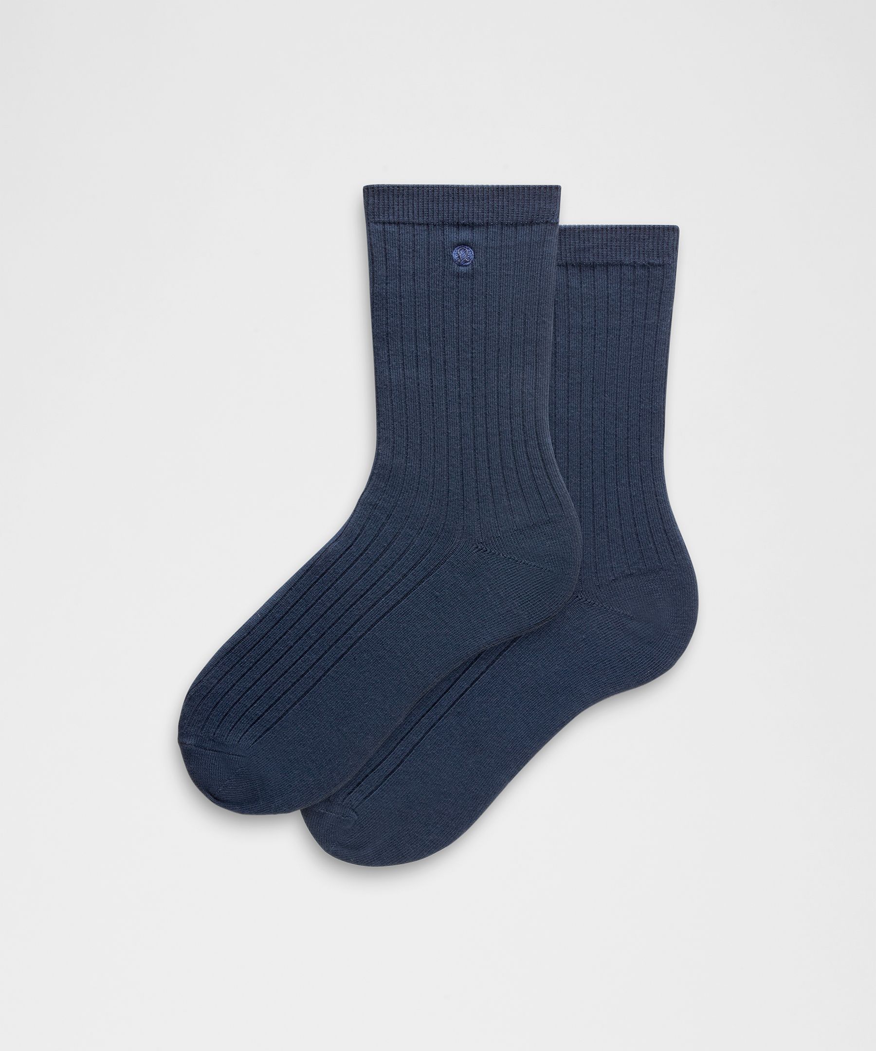 Unisex Ribbed Cotton-Blend Crew Socks - Blue
