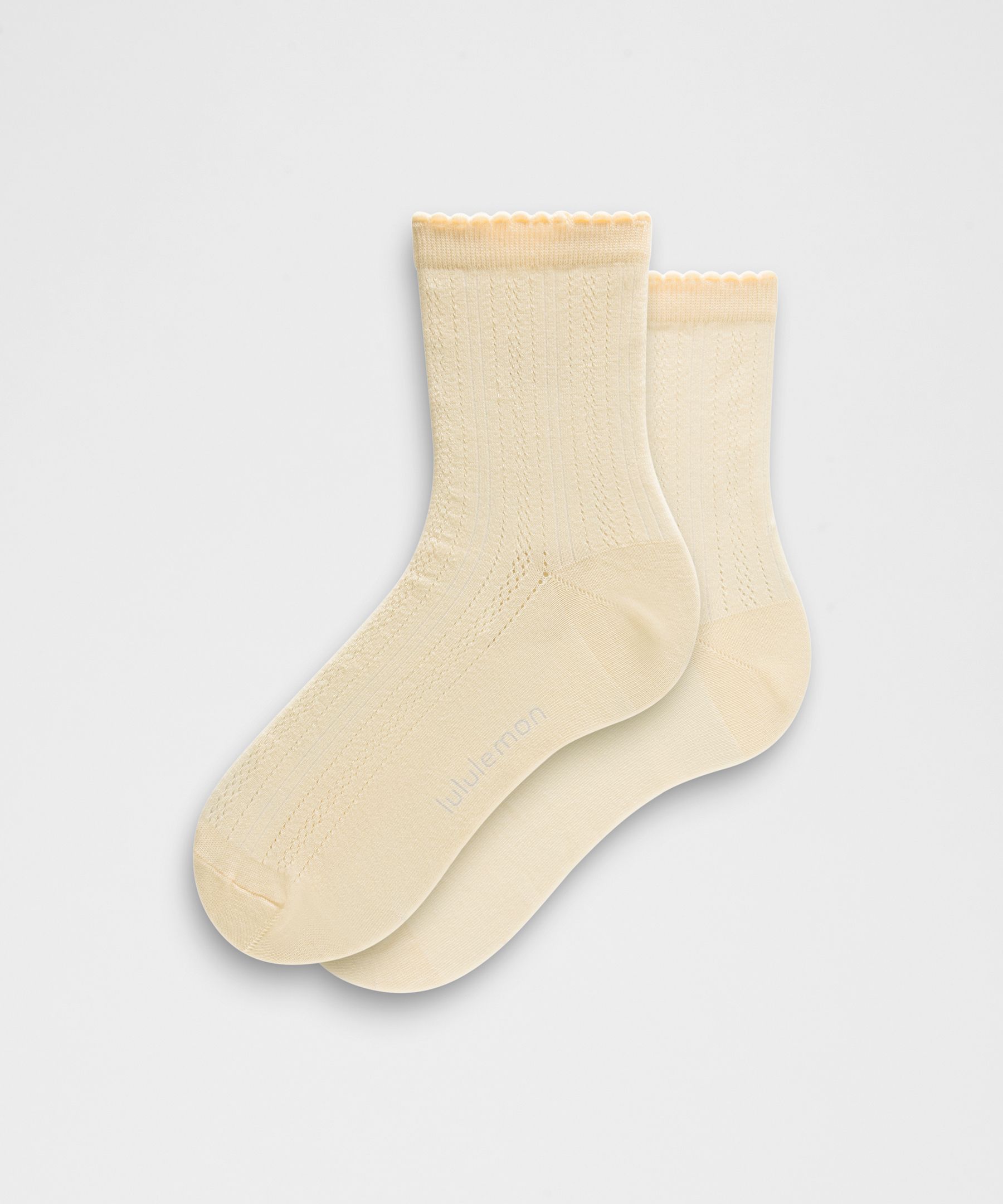 Unisex Pointelle Quarter Socks - Yellow