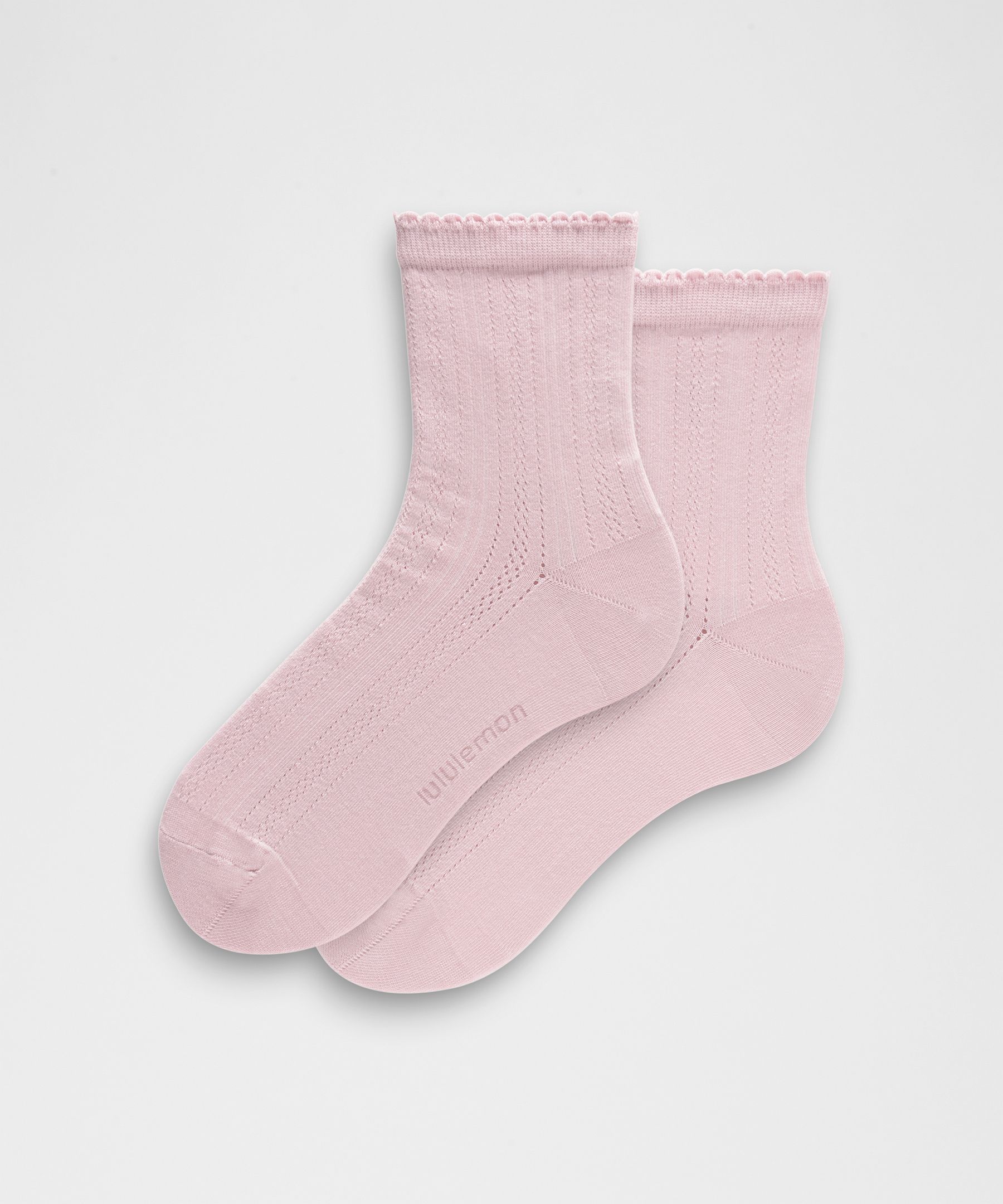 Unisex Pointelle Quarter Socks - Pink