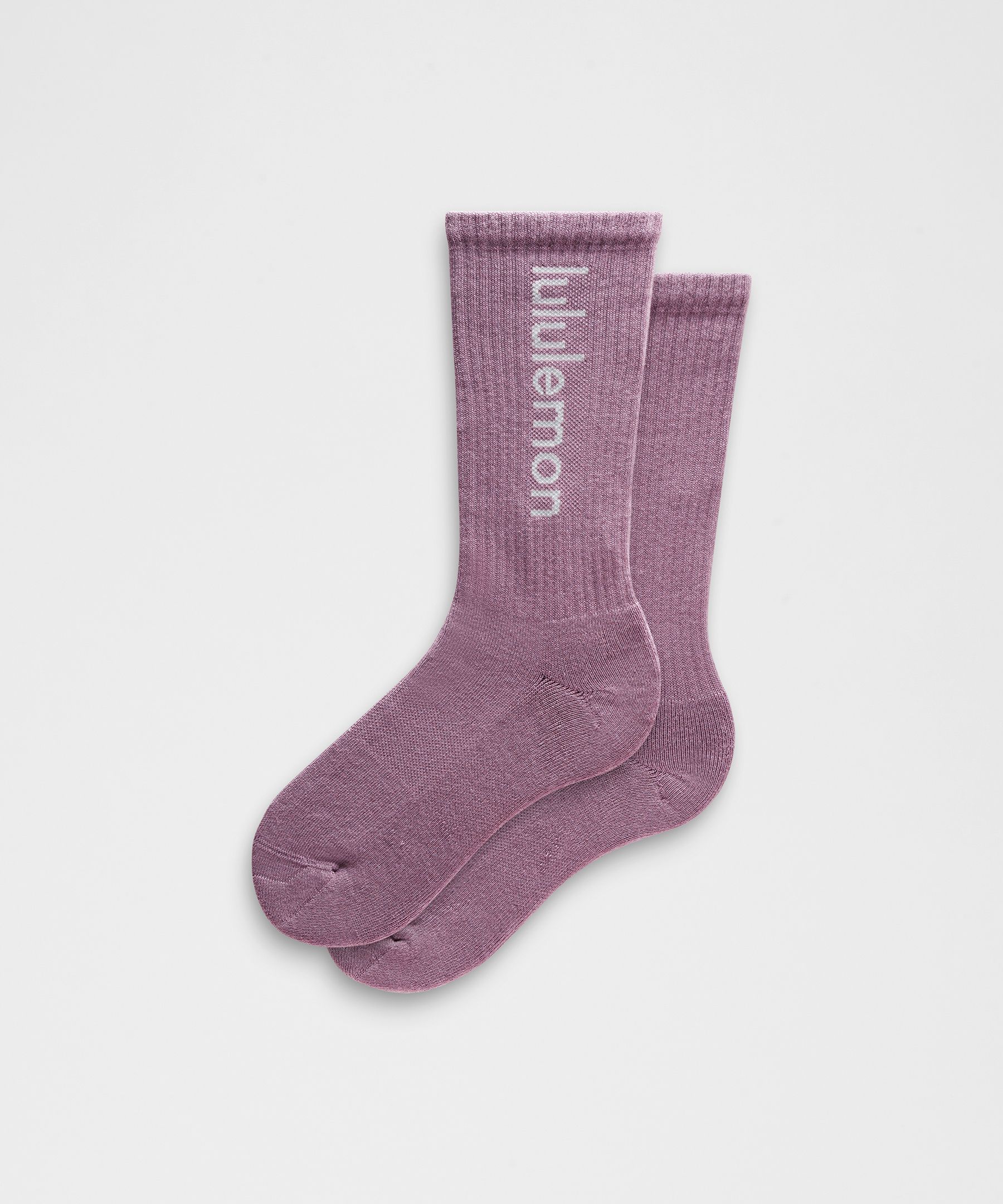 Unisex Daily Essential Crew Socks Wordmark - Purple,Pastel