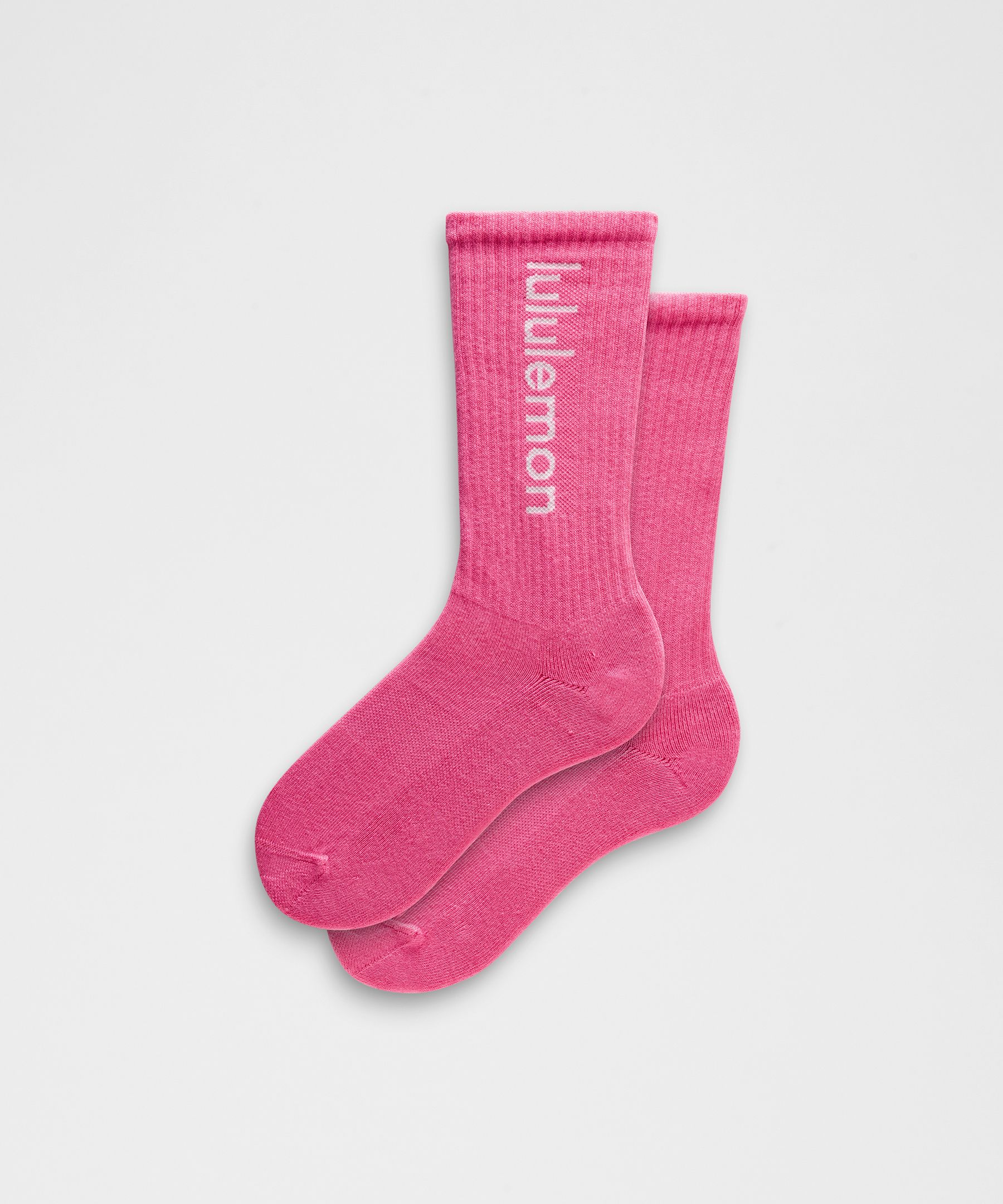 Unisex Daily Essential Crew Socks Wordmark - Pink