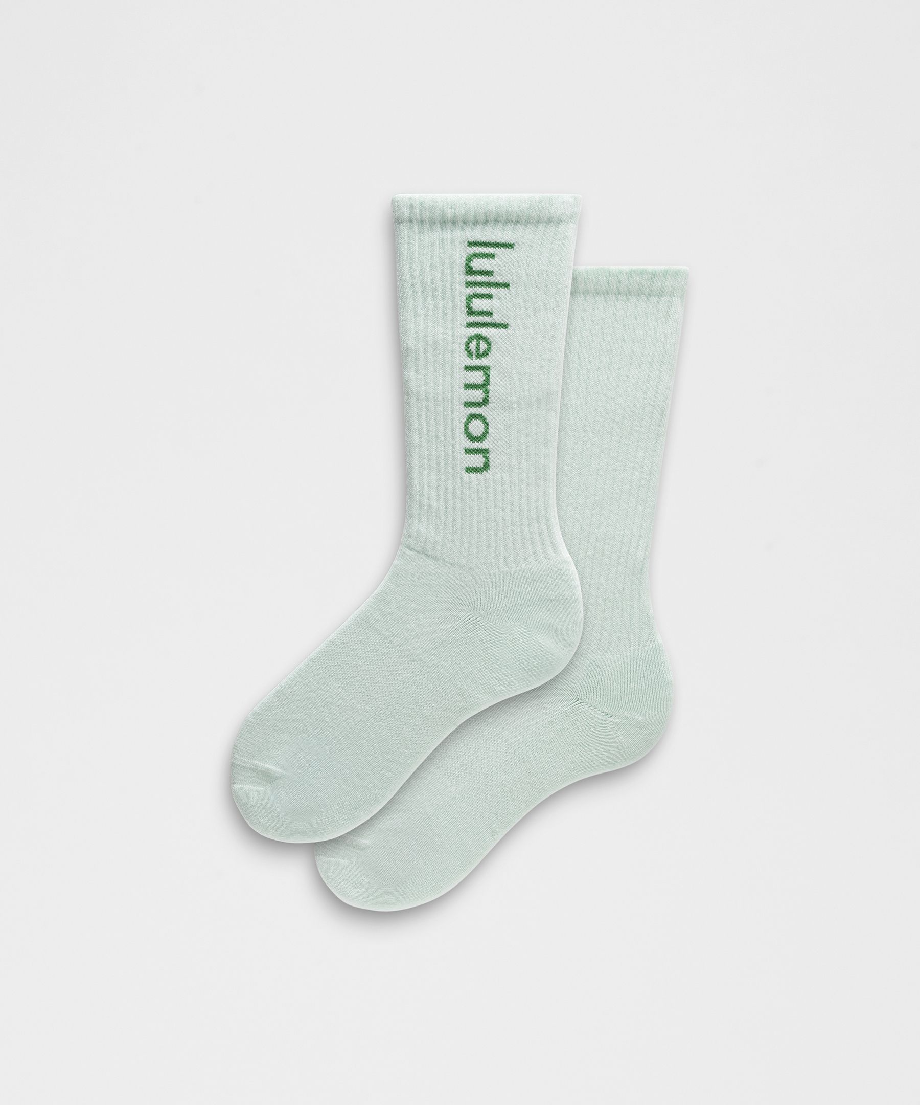 Unisex Daily Essential Crew Socks Wordmark - Blue,Pastel