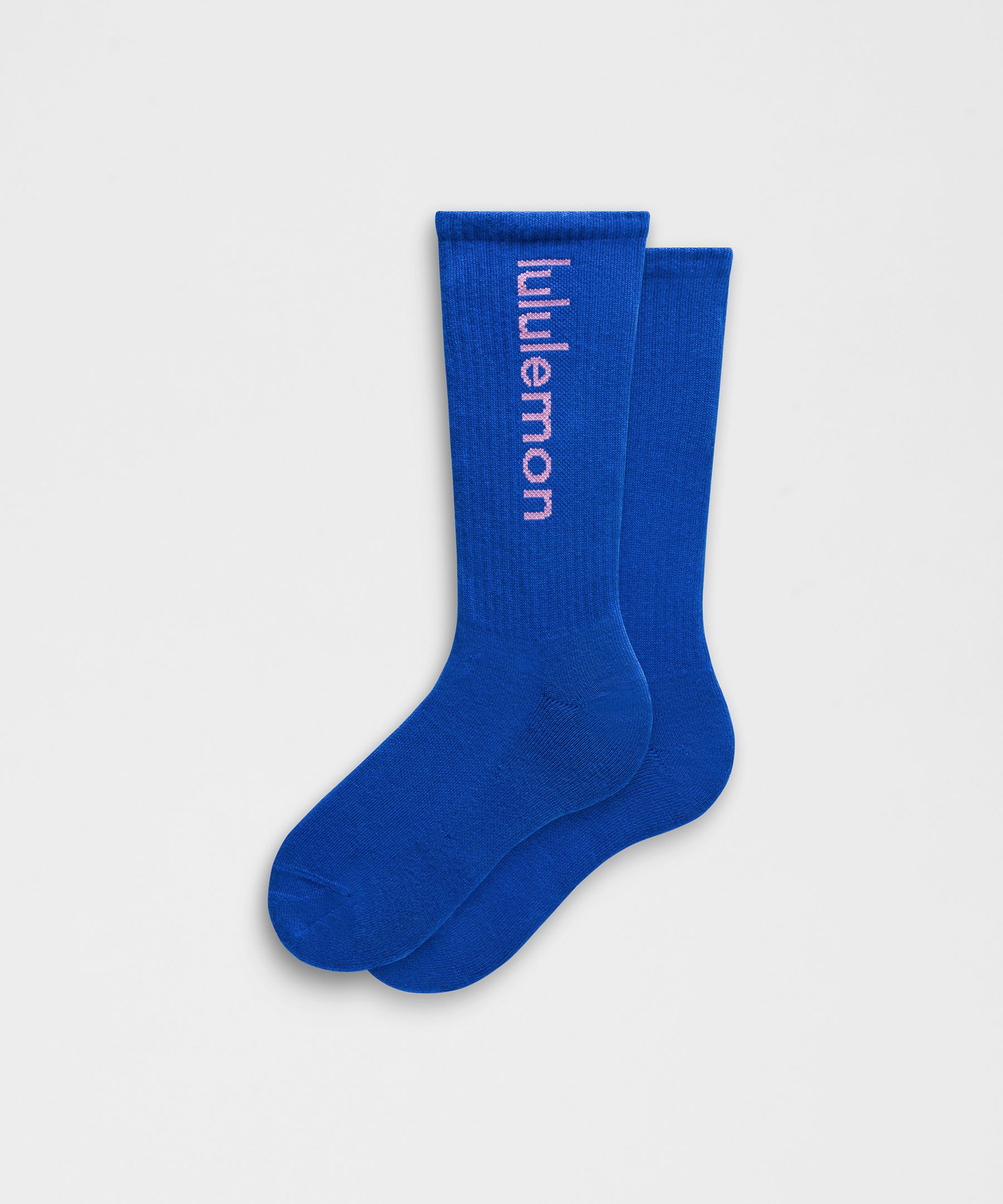 Unisex Daily Essential Crew Socks Wordmark - Blue