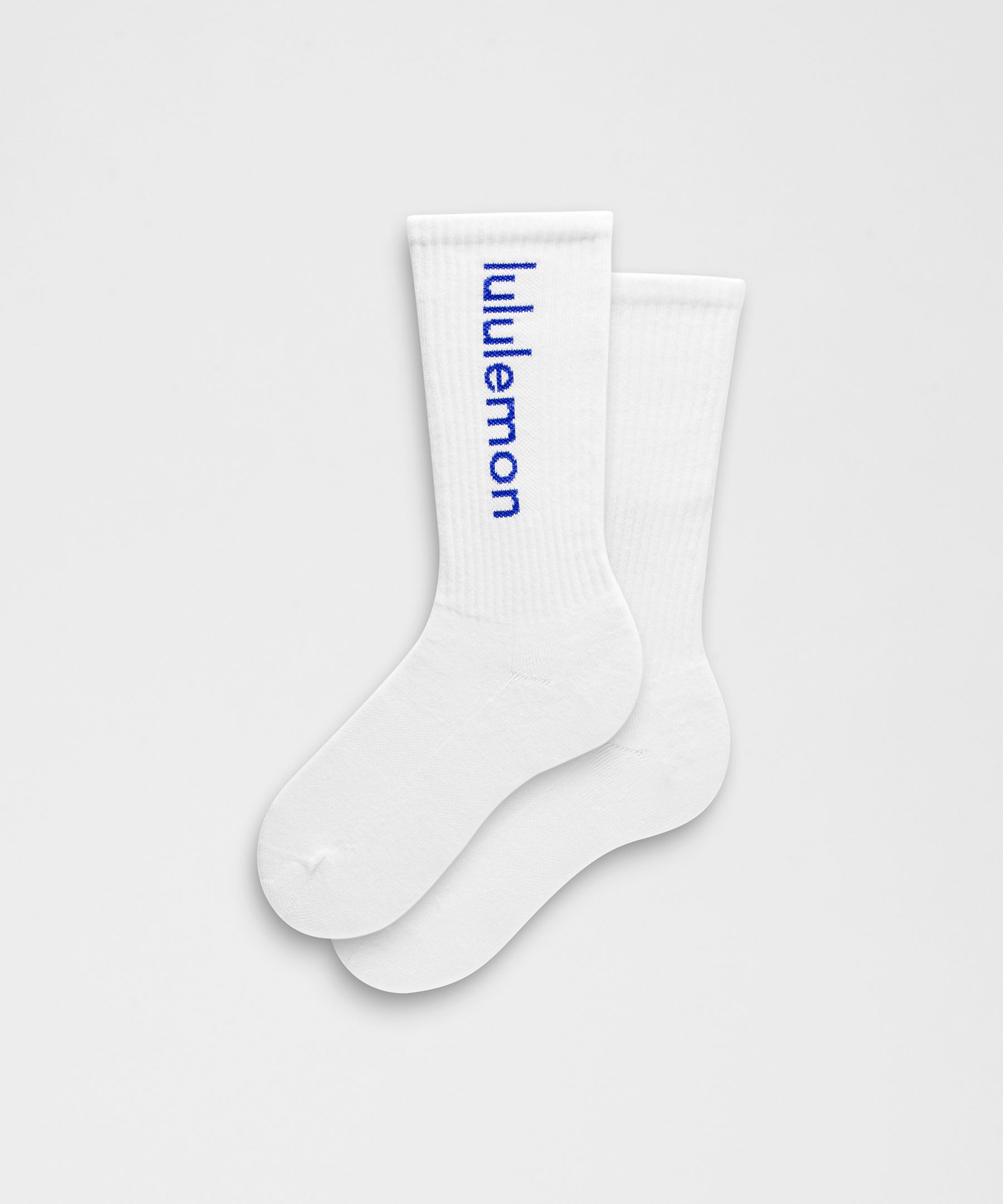 Unisex Daily Essential Crew Socks Wordmark - White,Neutral