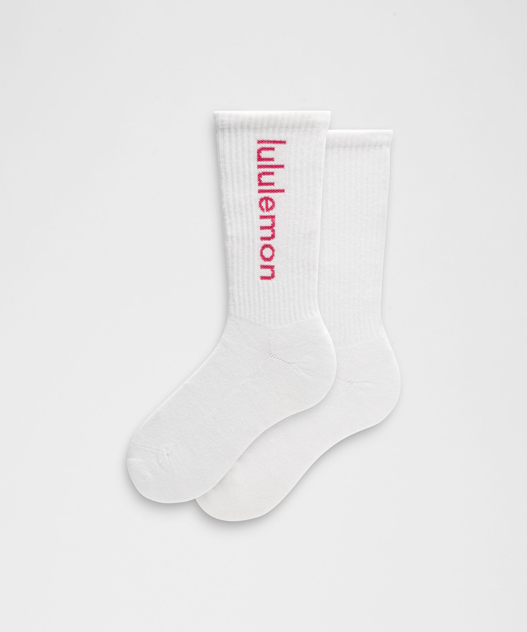 lululemon – Unisex Daily Essential Crew Socks Wordmark – Color White – Size L