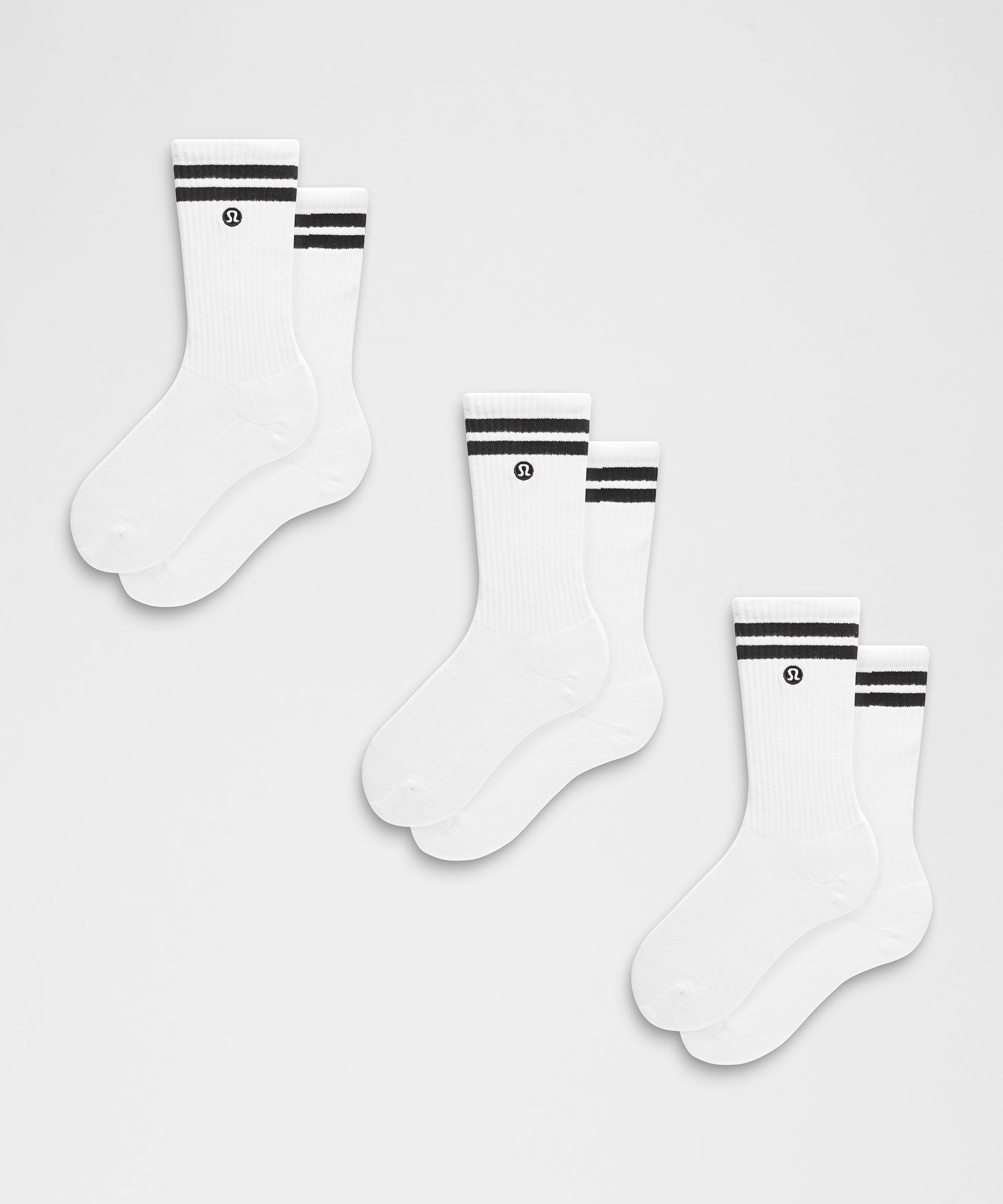 Unisex Daily Essential Crew Socks 3 Pack Stripe