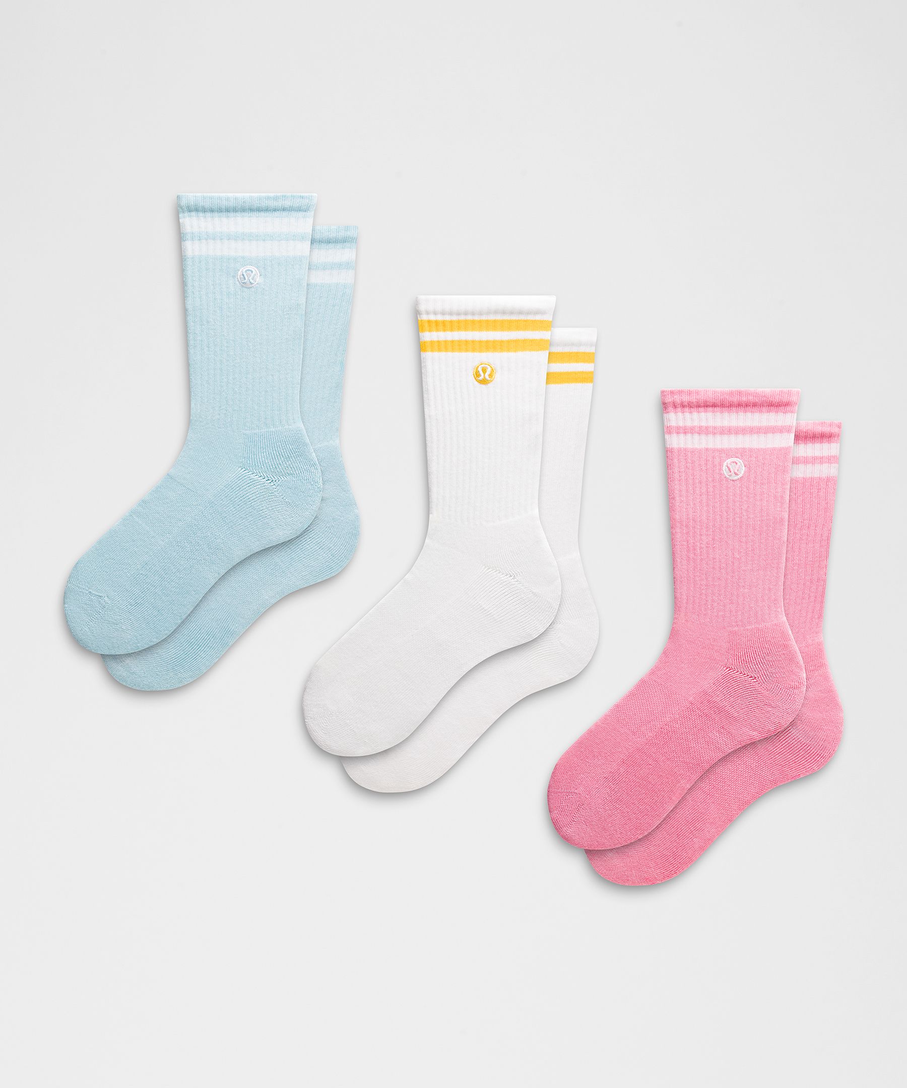 Unisex Daily Essential Crew Socks 3 Pack *Stripe