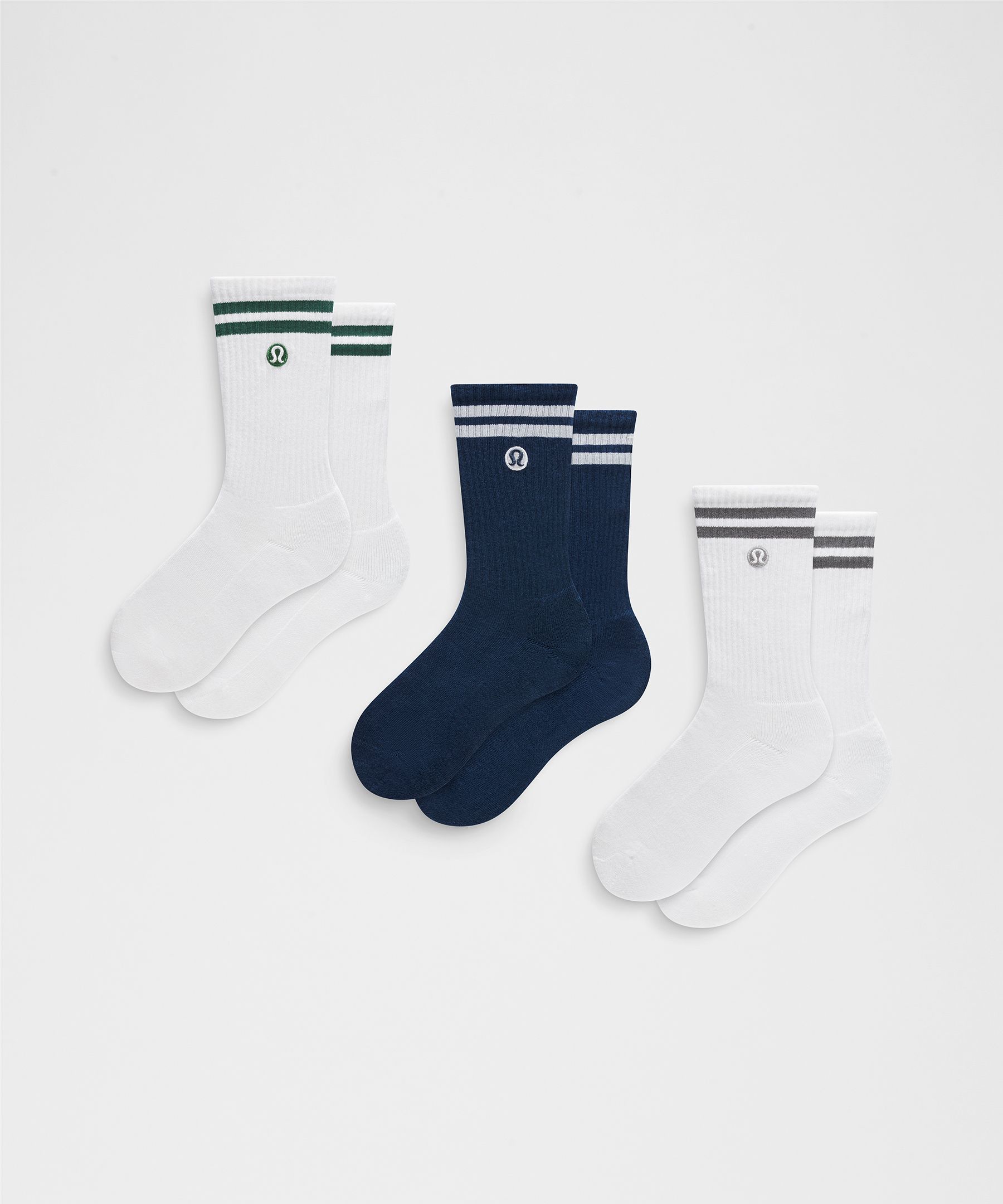 Unisex Daily Essential Crew Socks 3 Pack *Stripe