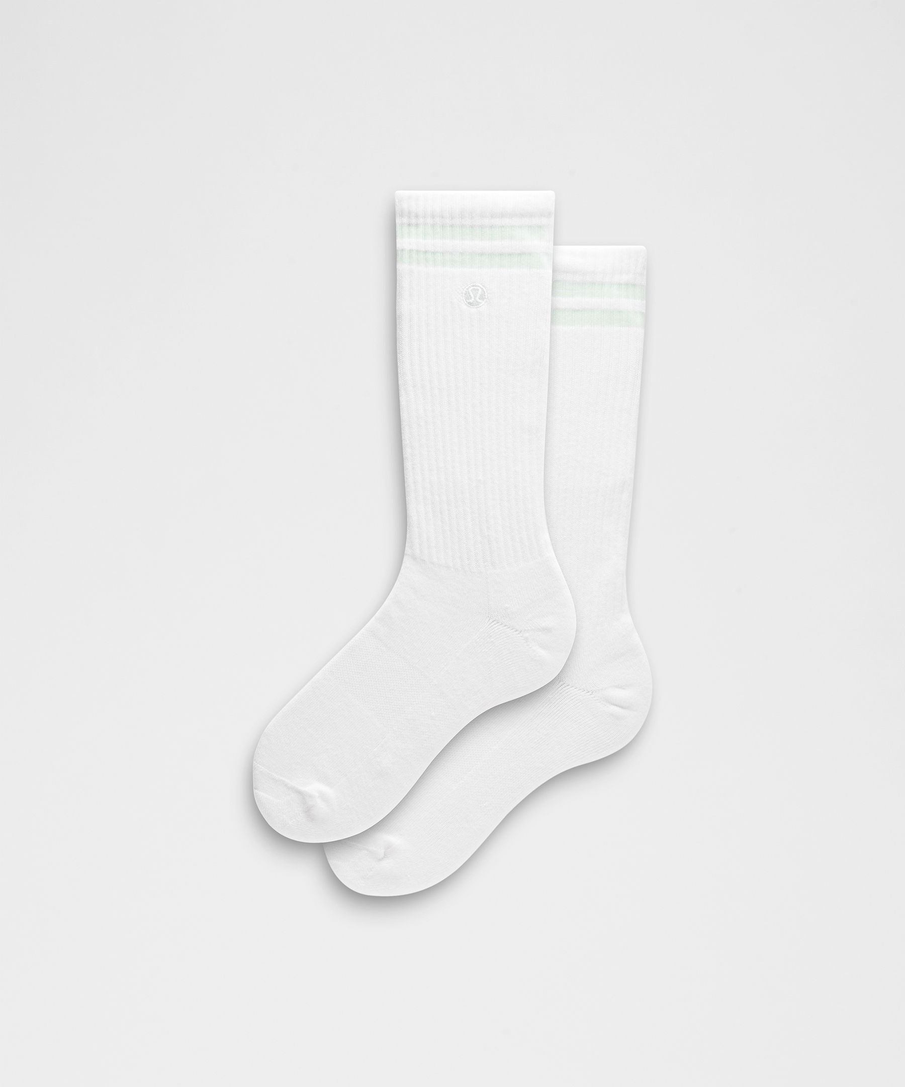 Unisex Daily Essential Crew Socks Stripe - White/Mint Breeze