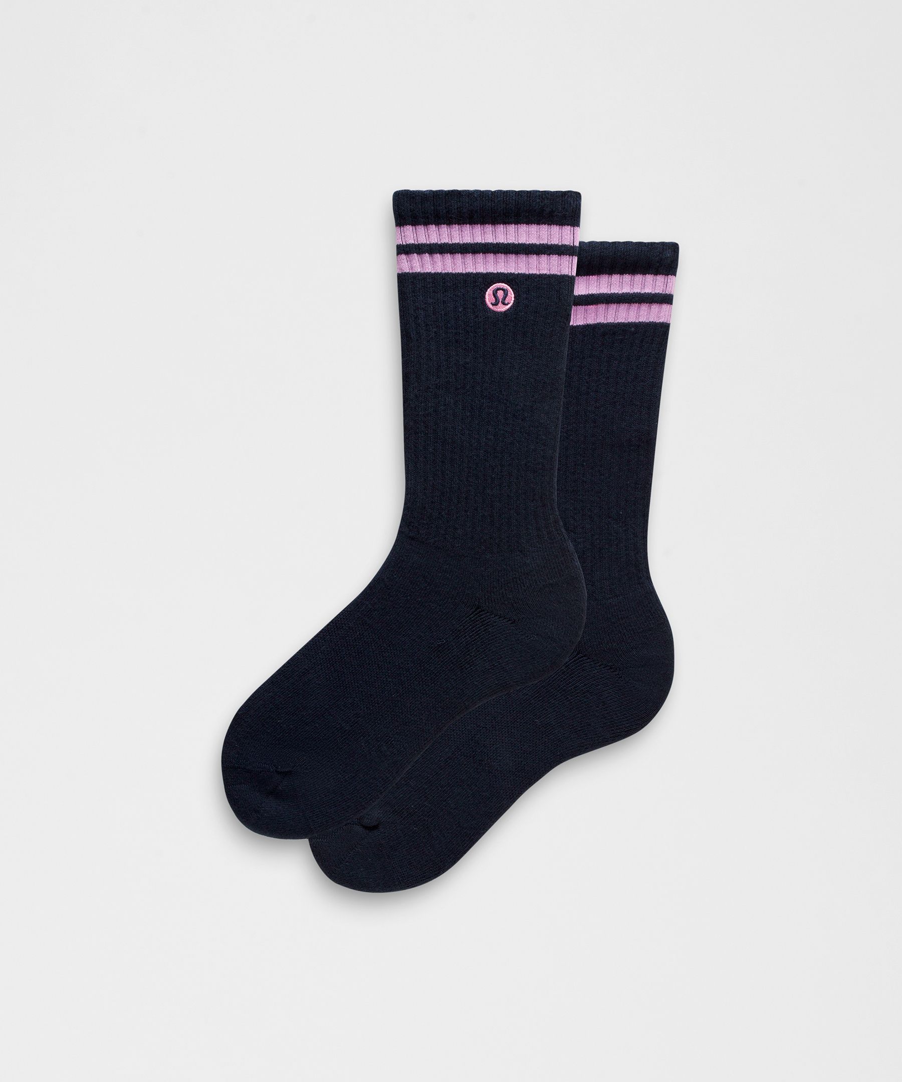 Unisex Daily Essential Crew Socks Stripe - True Navy/Meta Pink