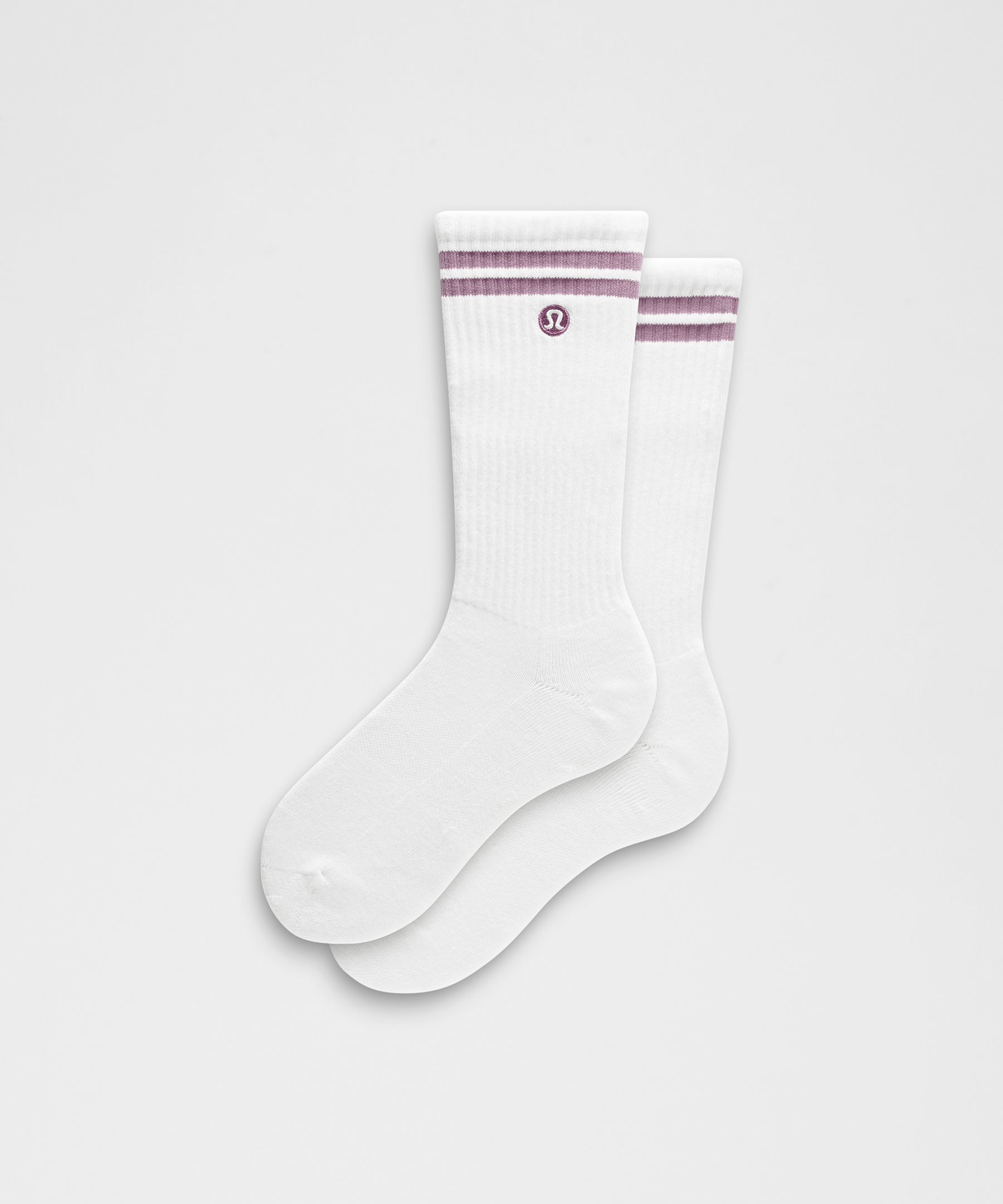 Unisex Daily Essential Crew Socks Stripe - White/Lavender Lux