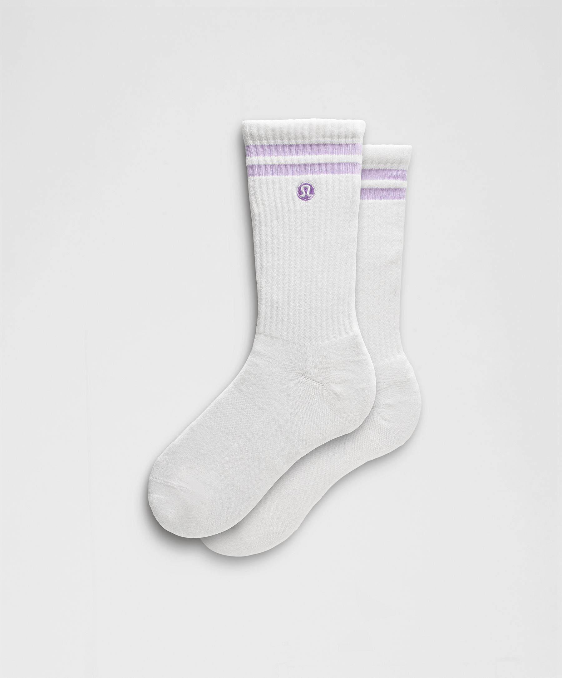 lululemon – Unisex Daily Essential Crew Socks Stripe – Color White – Size XL