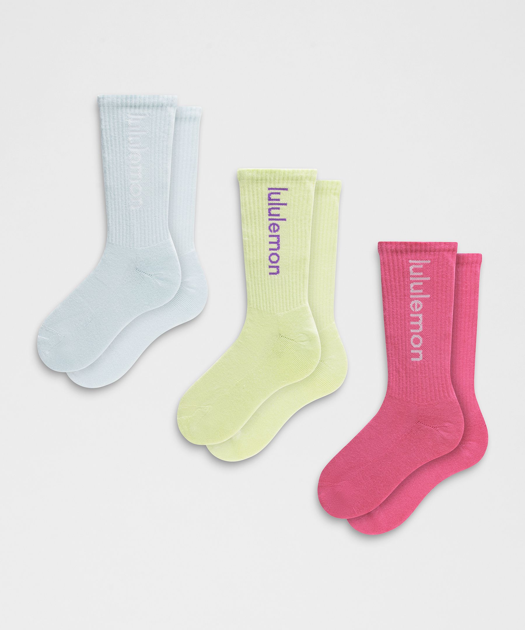 Unisex Daily Essential Crew Socks Wordmark 3 Pack