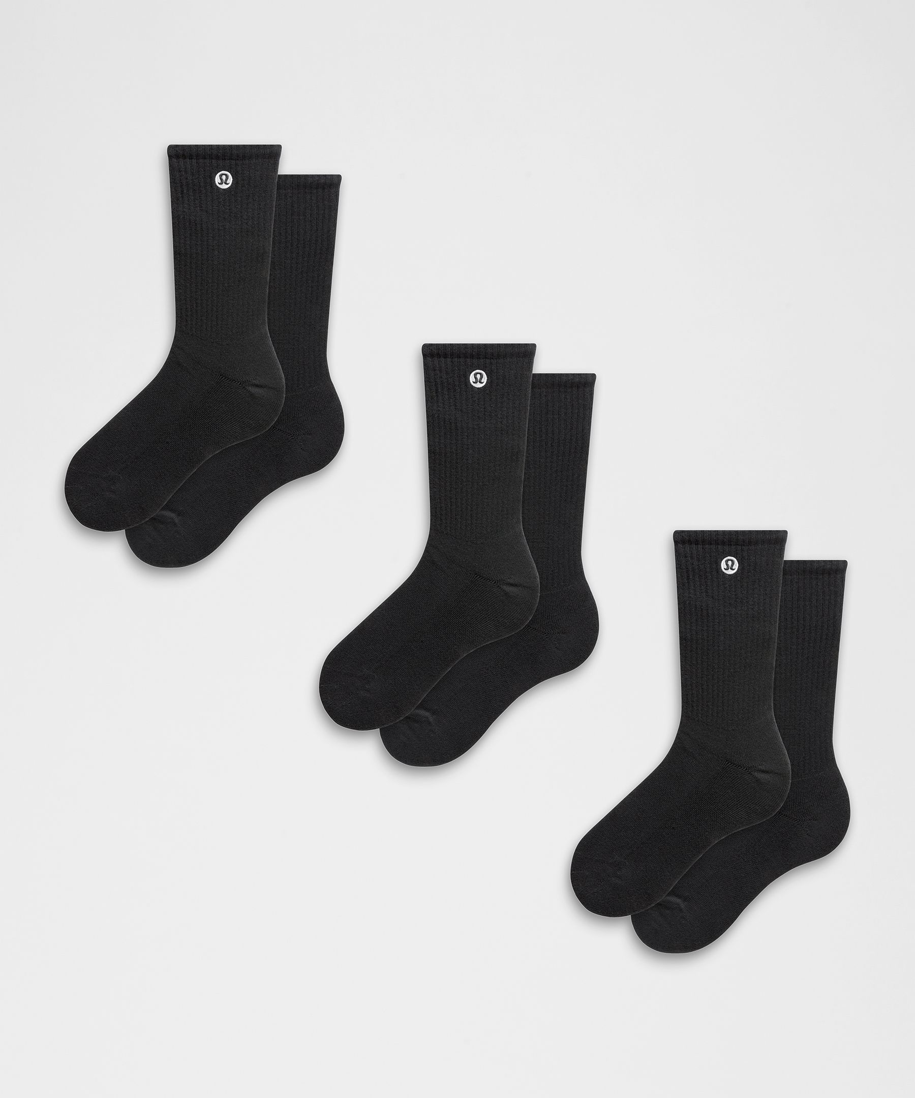 Unisex Daily Essential Crew Socks 3 Pack - Black,Neutral