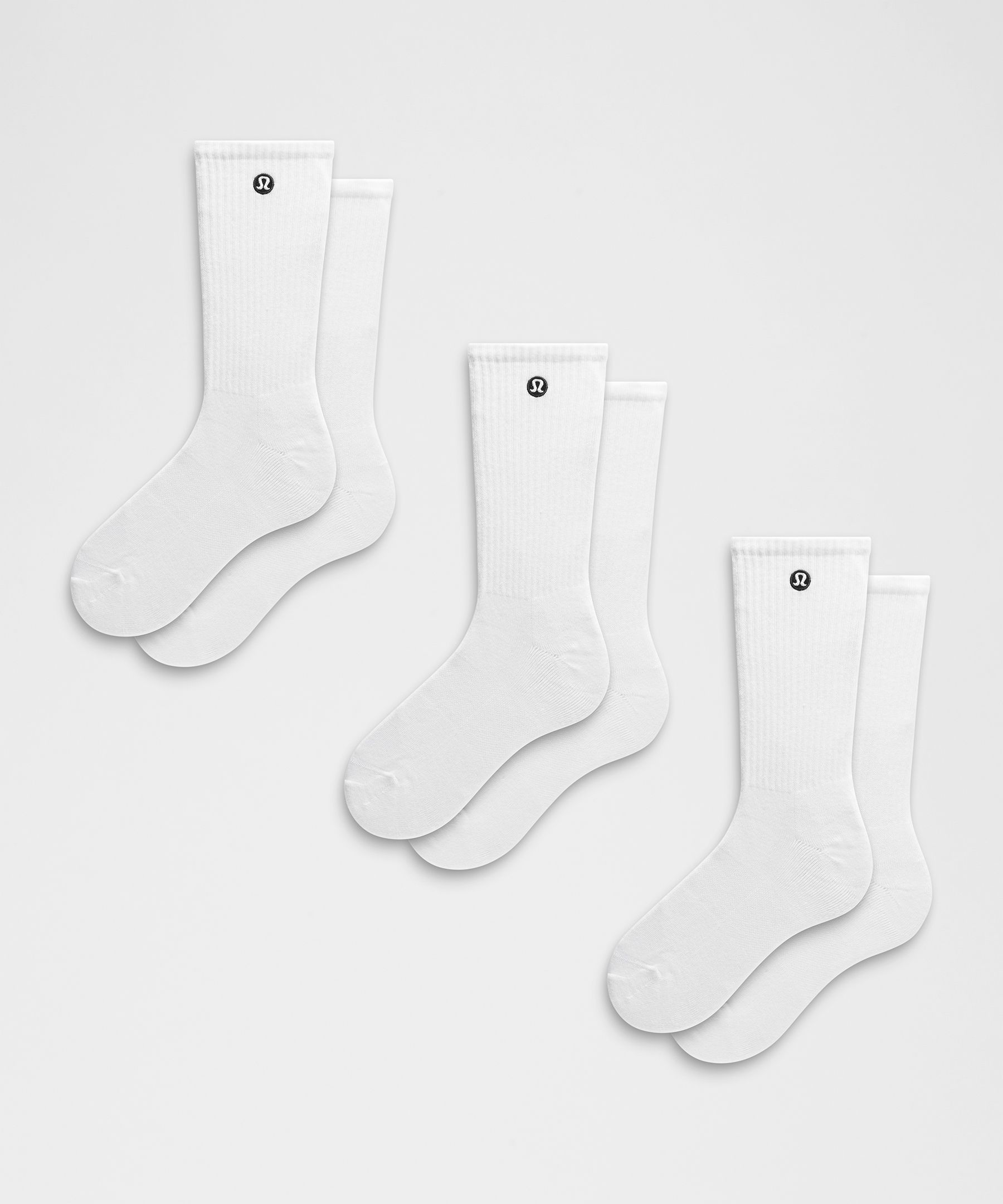 Unisex Daily Essential Crew Socks 3 Pack - White,Neutral