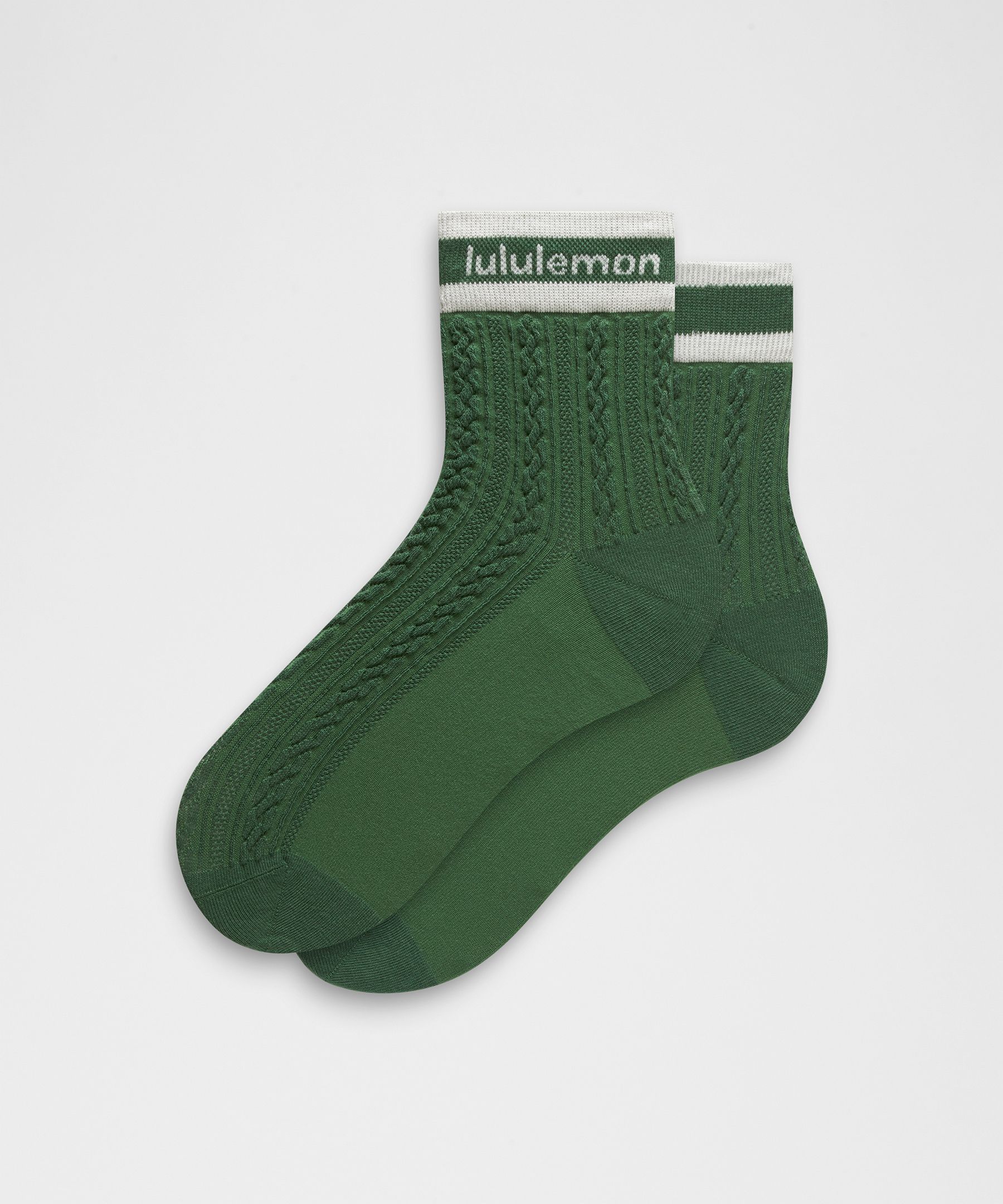 Unisex Cable-Knit Quarter Socks - Green