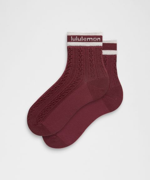 Носки Lululemon Cable-Knit Quarter вязаные унисекс
