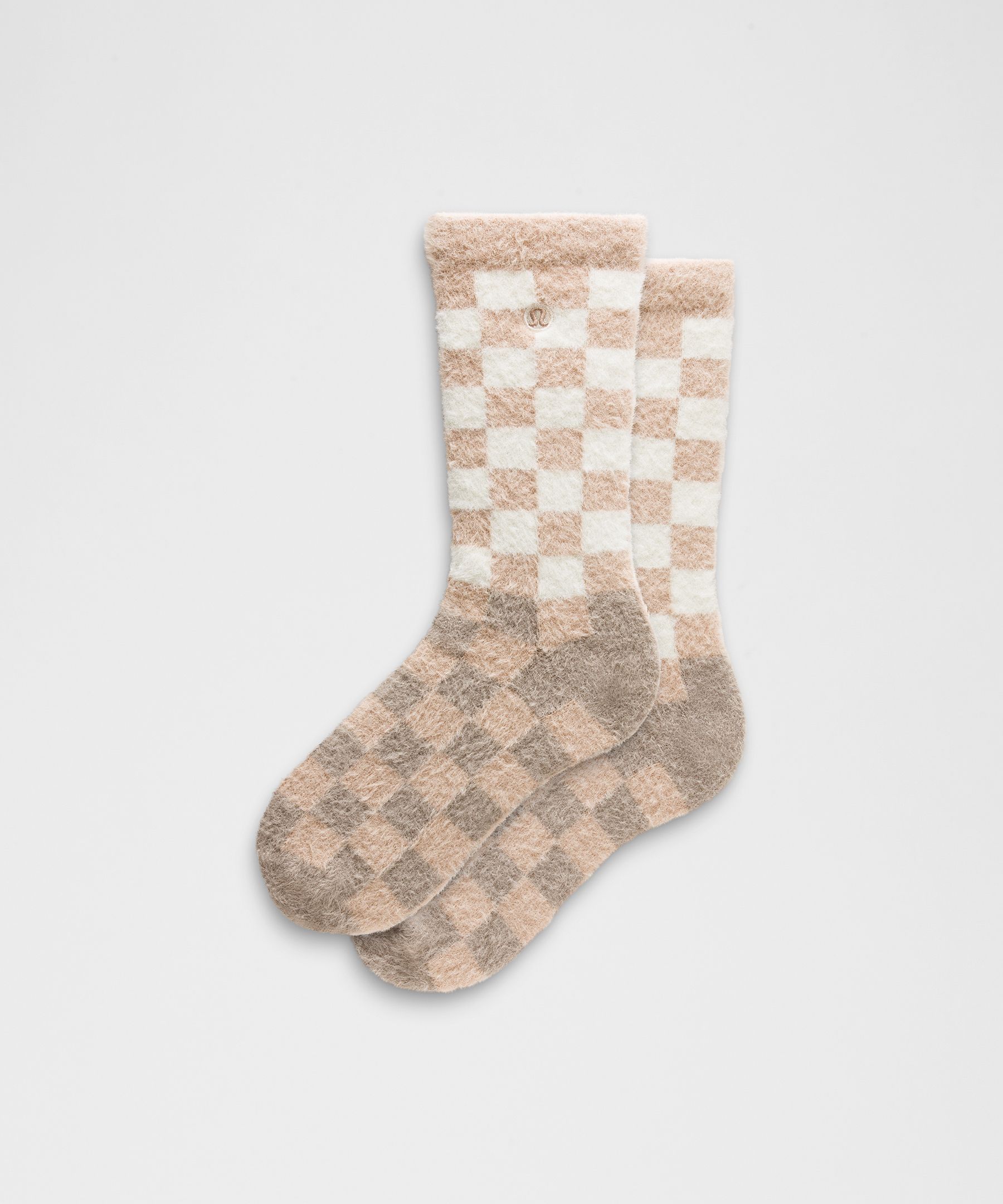 Unisex Fuzzy Checkered Crew Socks