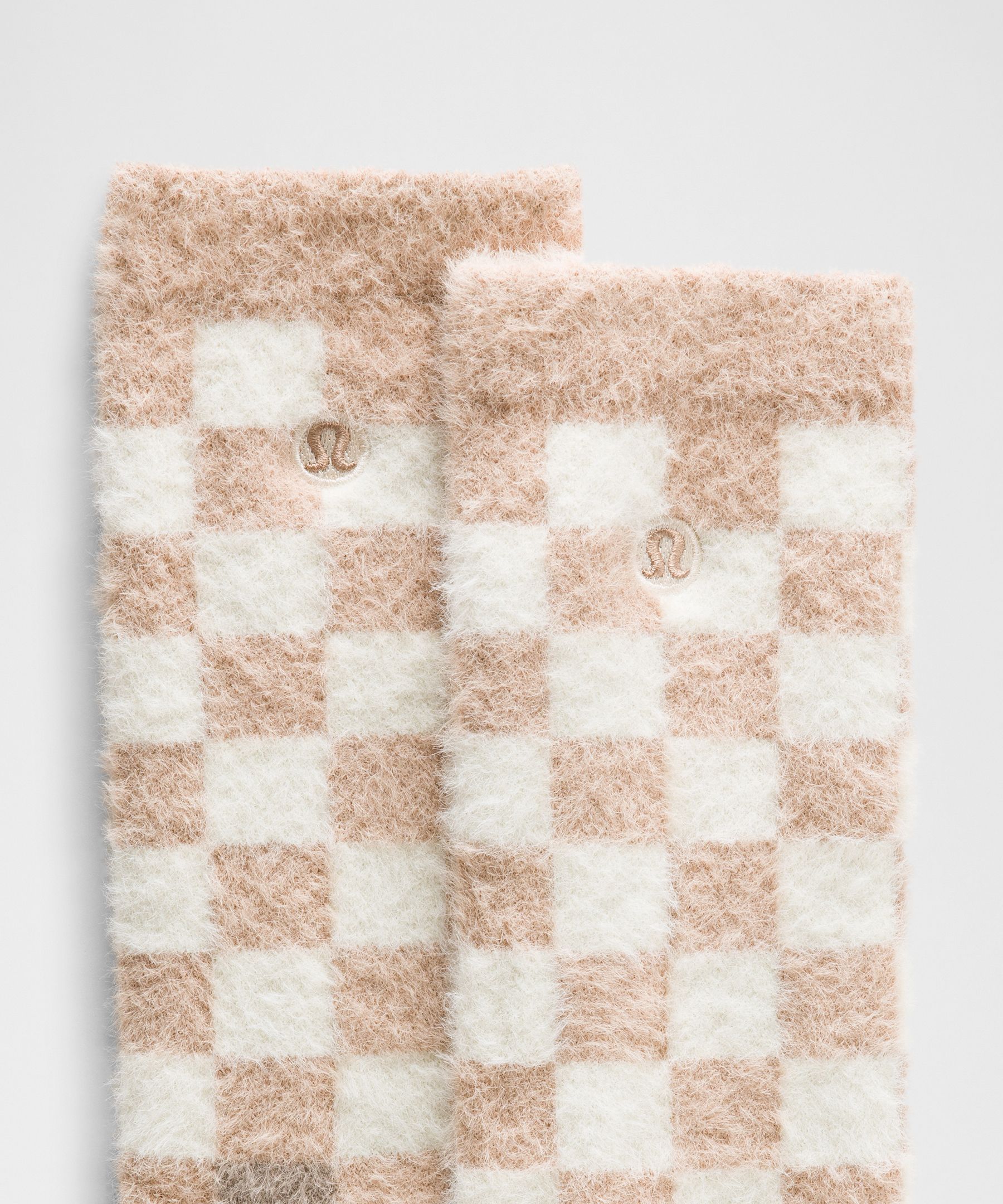 Lululemon Unisex Fuzzy Checkered Crew Socks