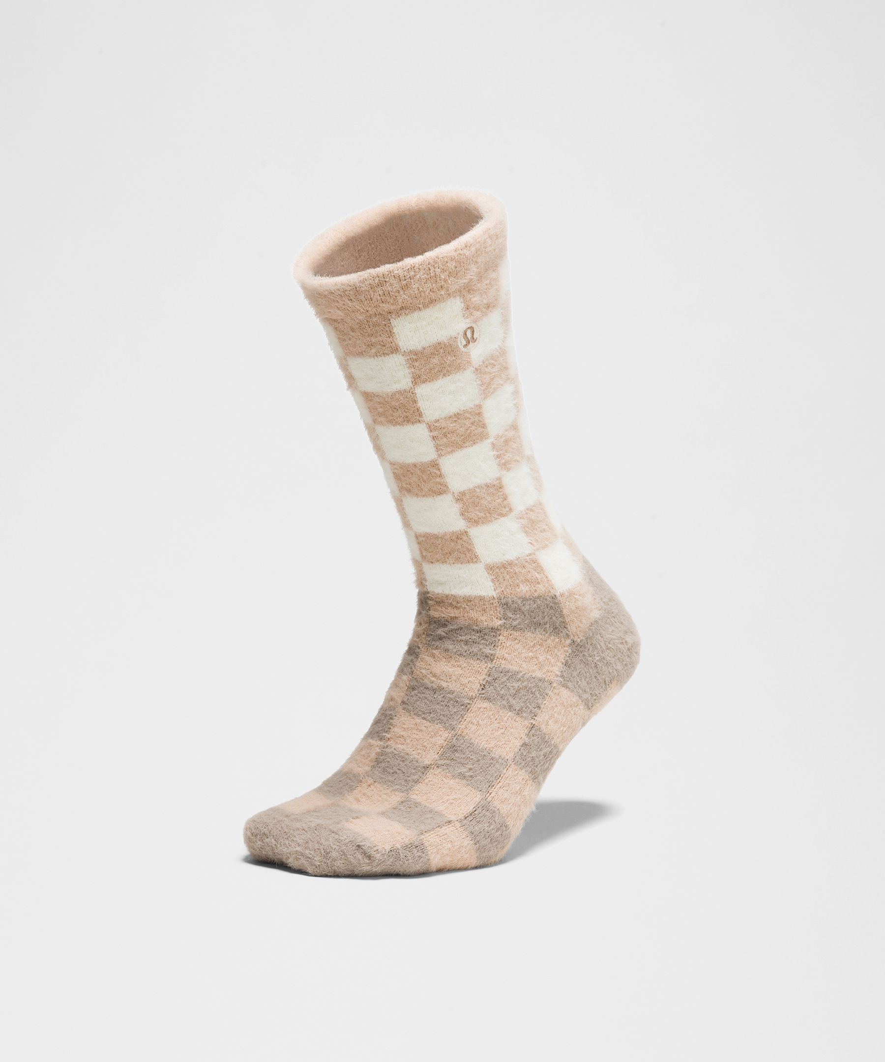 Lululemon Unisex Fuzzy Checkered Crew Socks