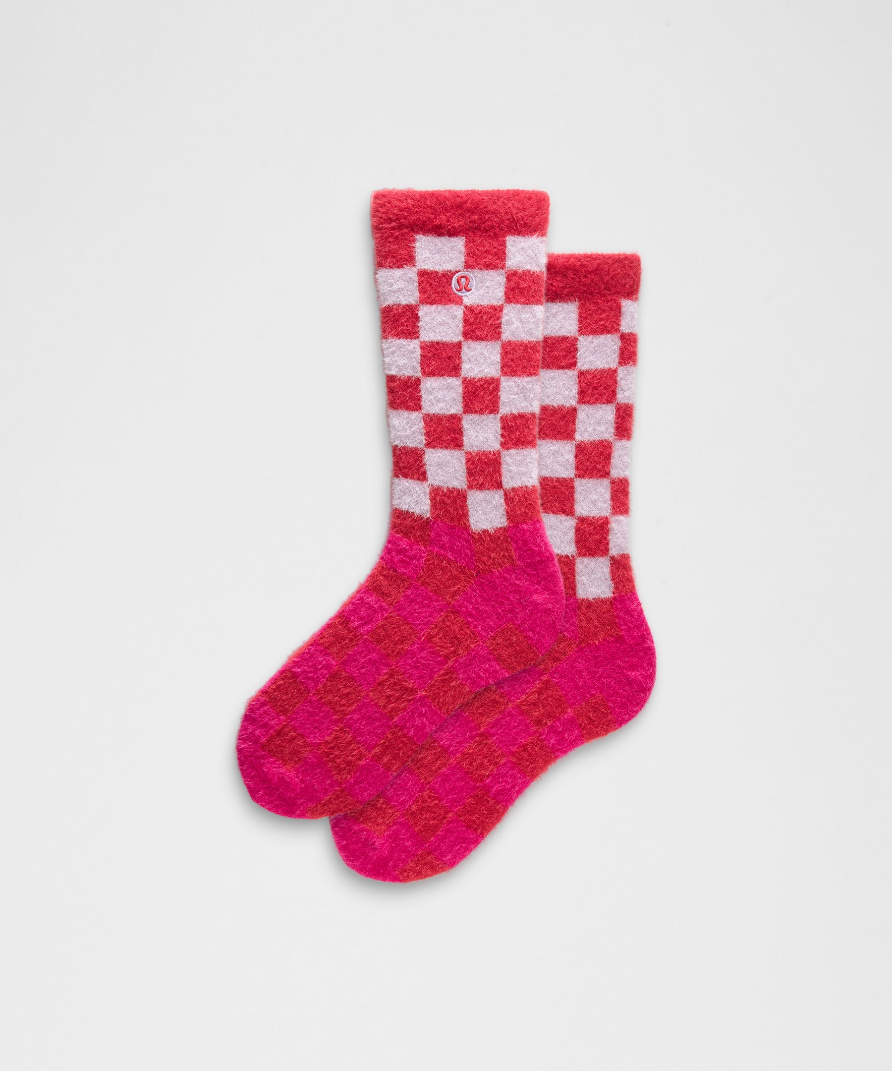 Lululemon Unisex Fuzzy Checkered Crew Socks
