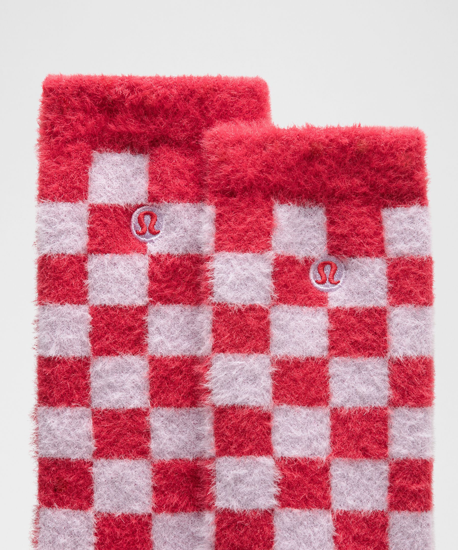 Lululemon Unisex Fuzzy Checkered Crew Socks
