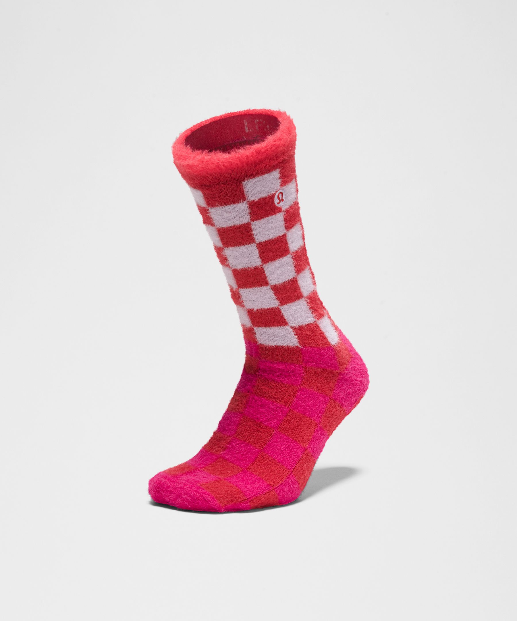 Lululemon Unisex Fuzzy Checkered Crew Socks