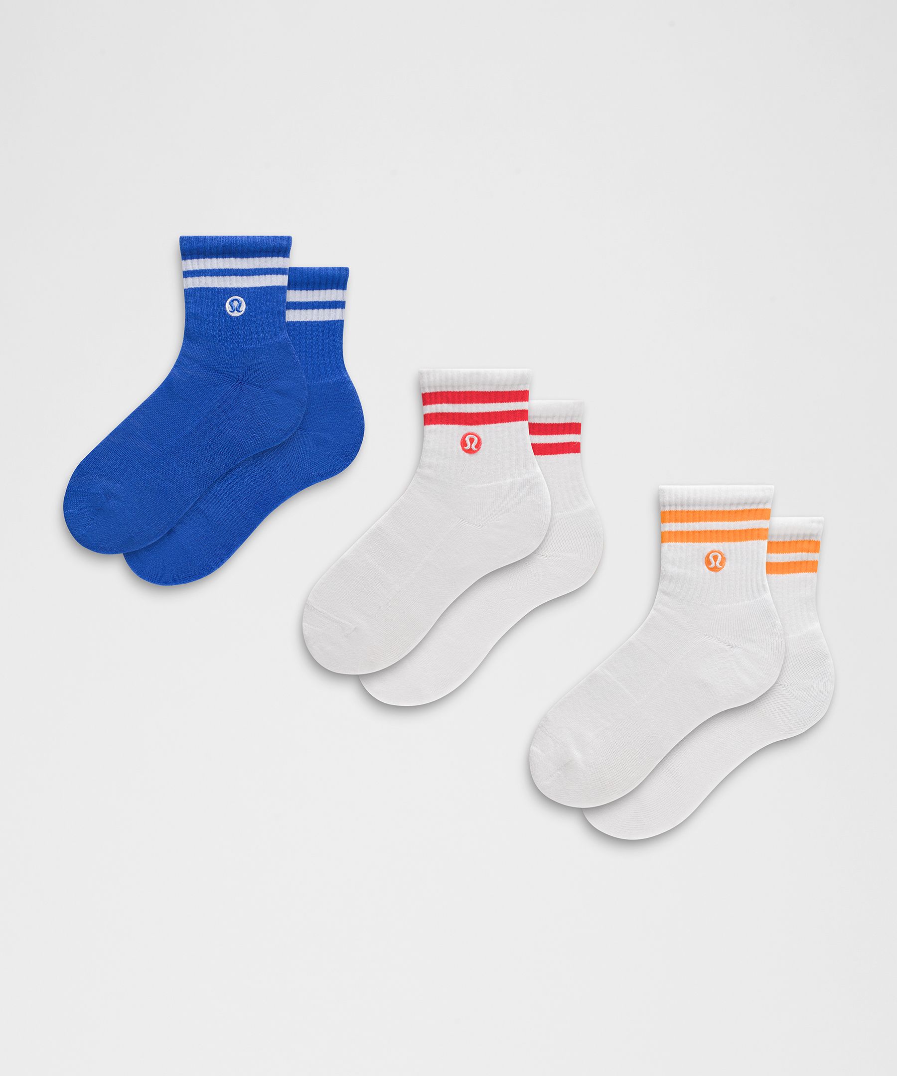 Unisex Daily Essential Quarter Socks 3 Pack *Stripe