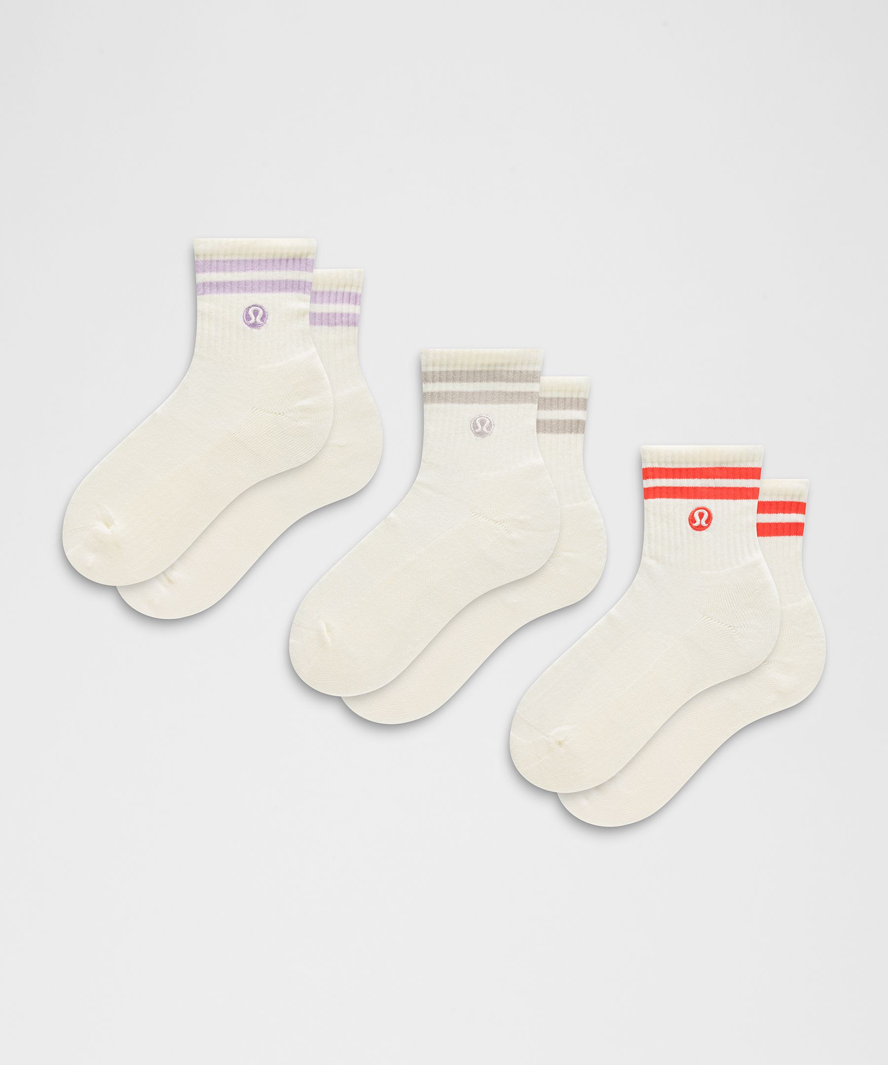 Unisex Daily Essential Quarter Socks 3 Pack *Stripe