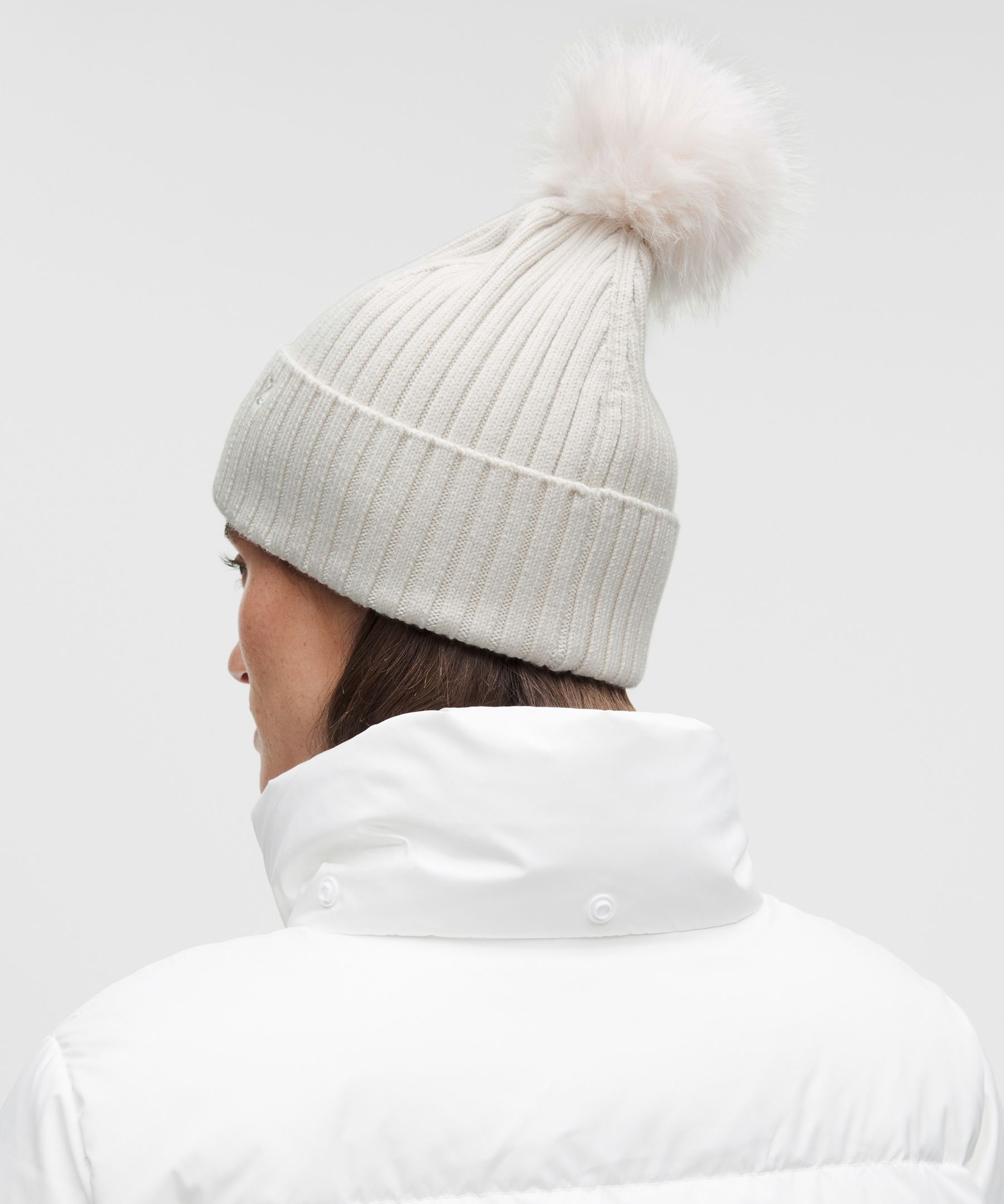 Merino Wool-Blend Ribbed-Knit Pom Beanie