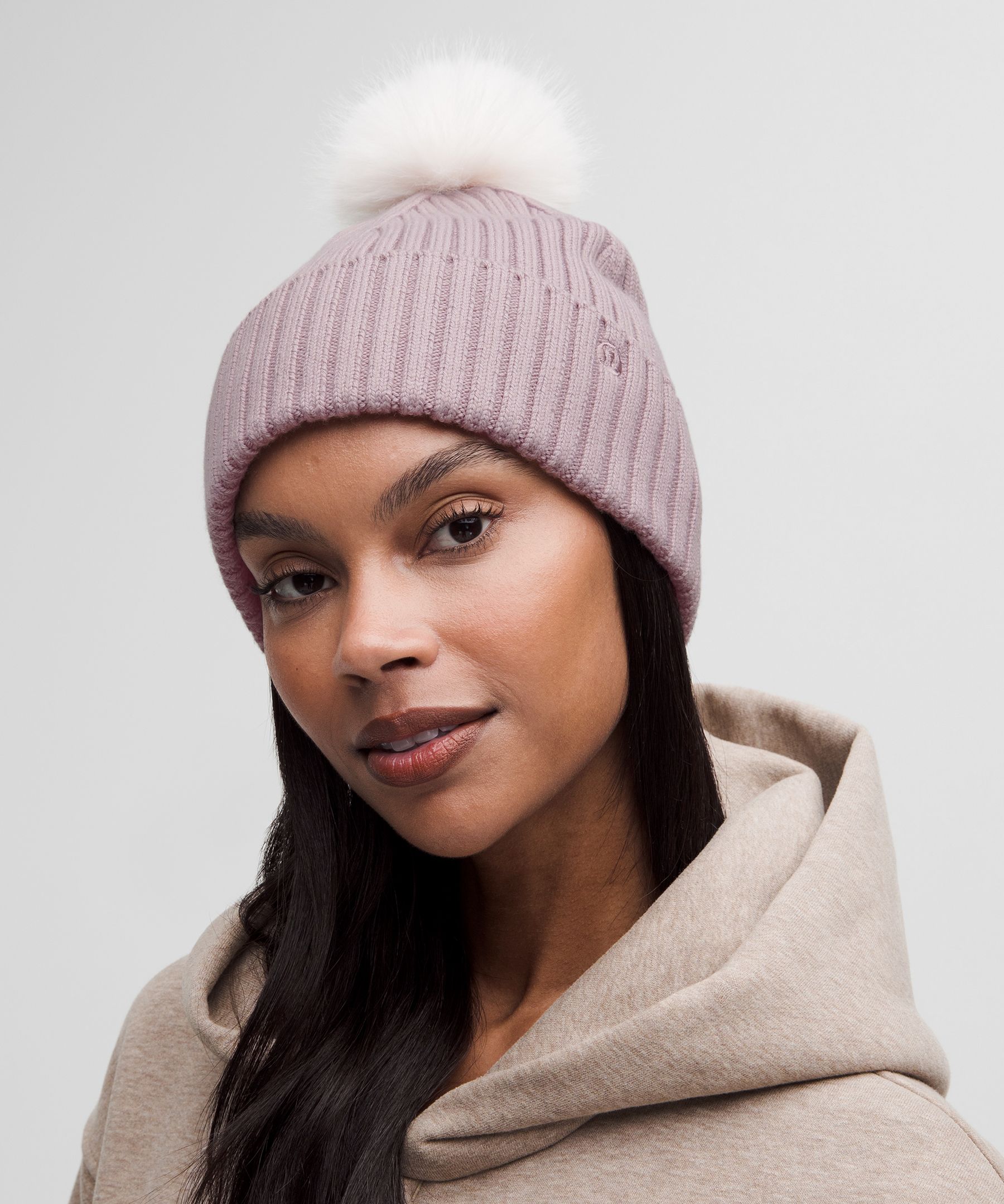 Merino Wool-Blend Ribbed-Knit Pom Beanie