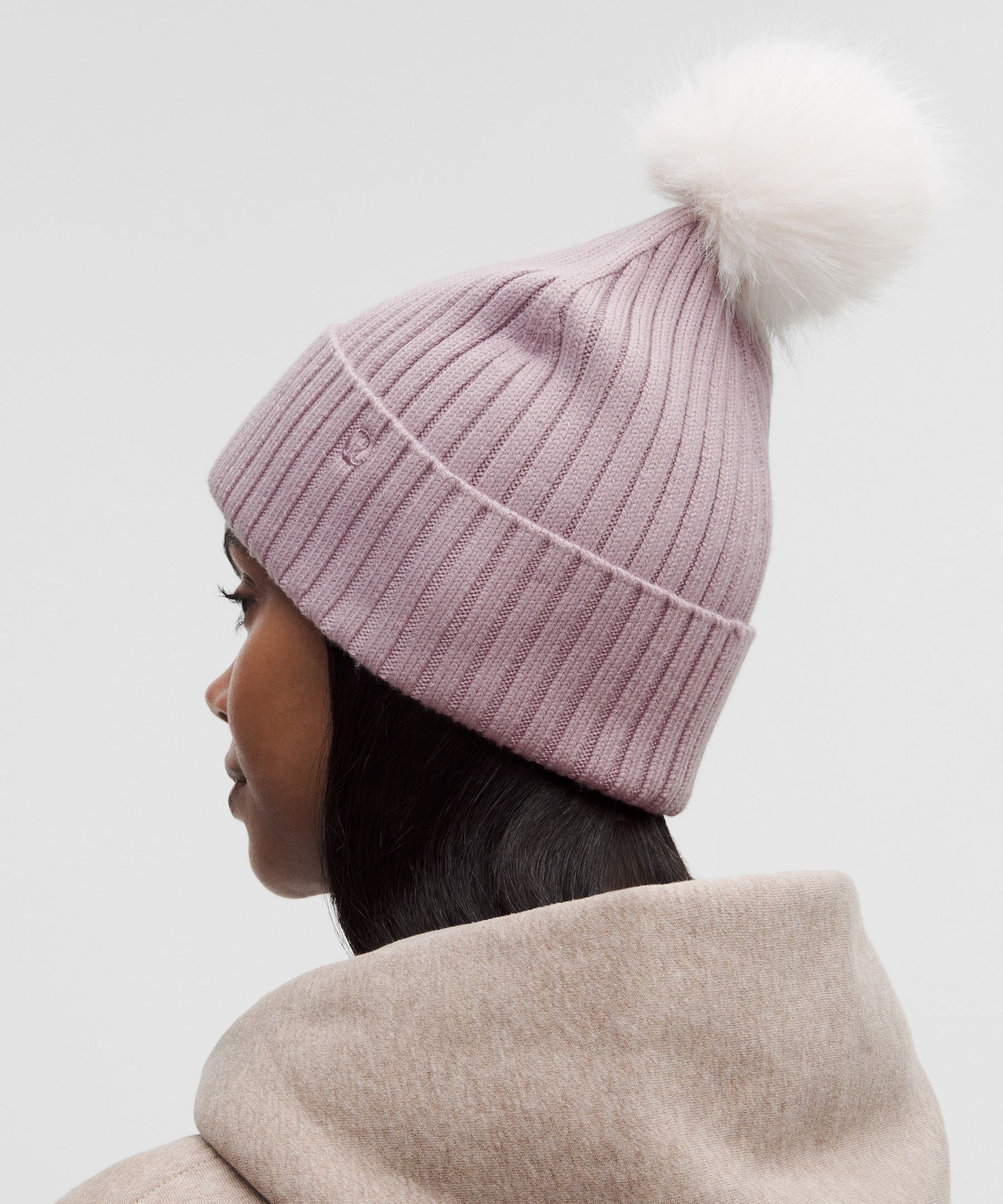 Merino Wool-Blend Ribbed-Knit Pom Beanie