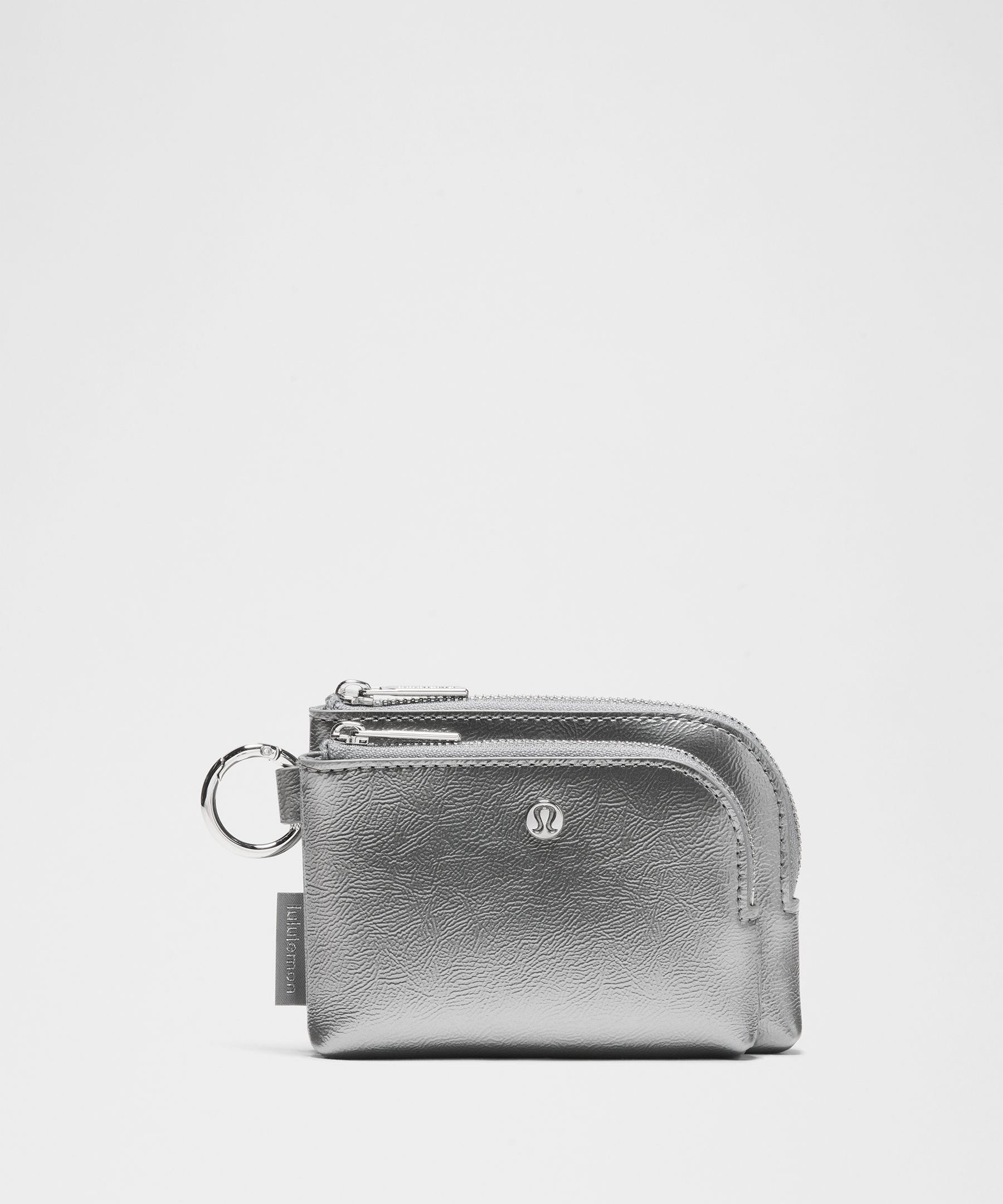 Smooth Leather Alternative Double-Zip Clippable Card Pouch