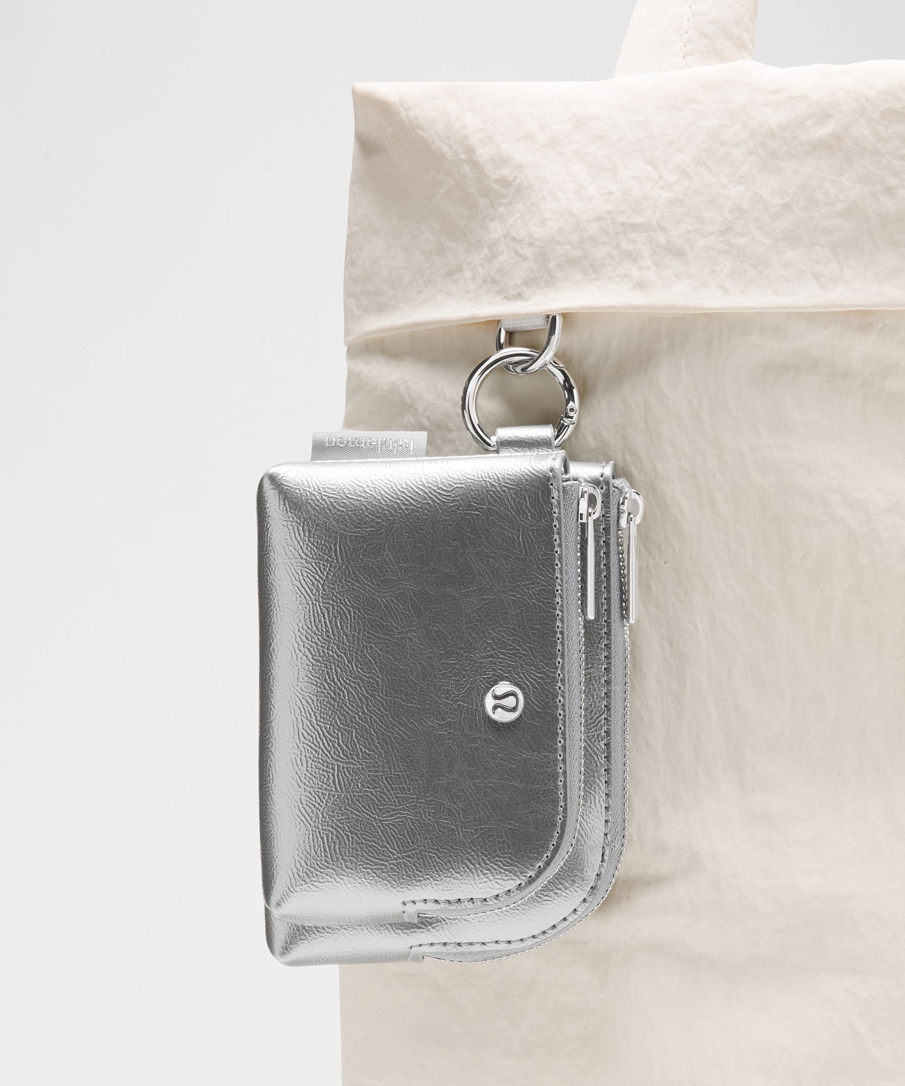 Smooth Leather Alternative Double-Zip Clippable Card Pouch