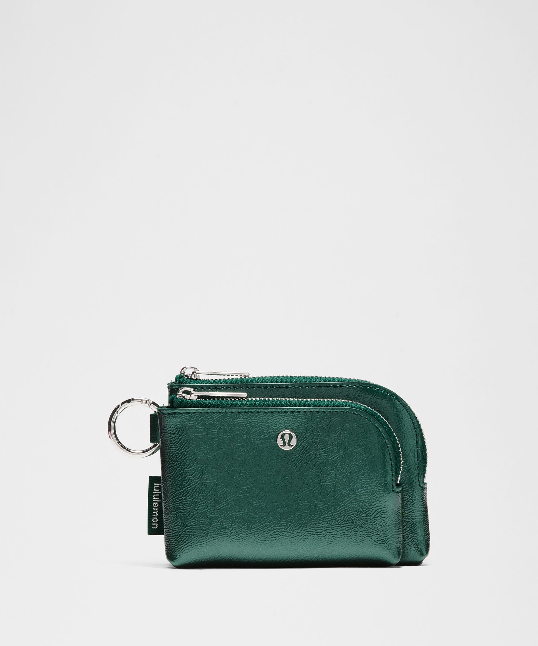 Smooth Leather Alternative Double-Zip Clippable Card Pouch