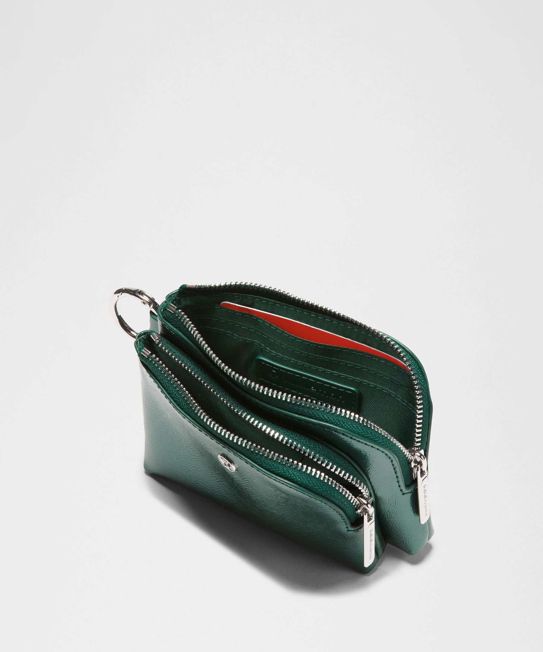 Smooth Leather Alternative Double-Zip Clippable Card Pouch