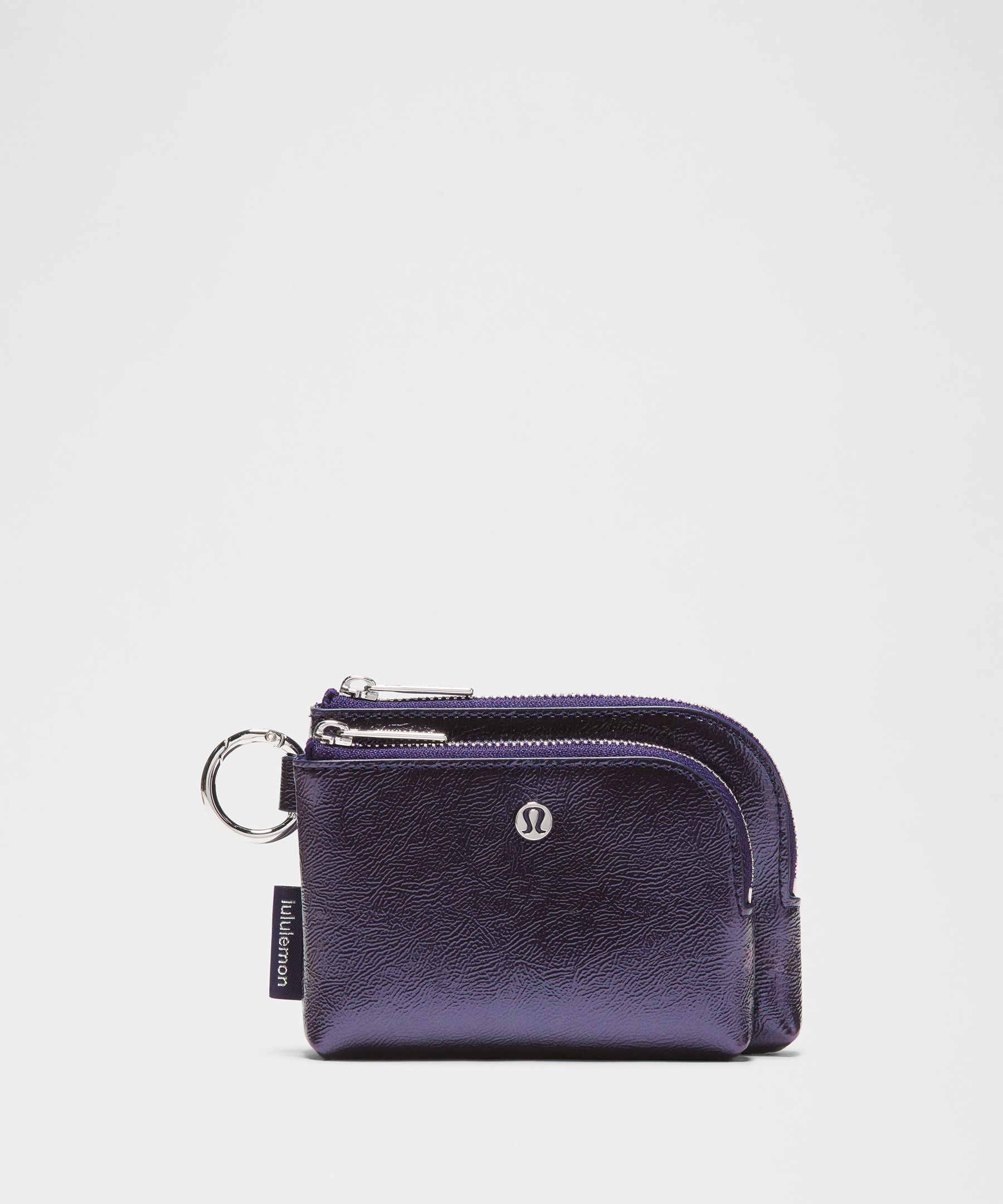 Smooth Leather Alternative Double-Zip Clippable Card Pouch Metallic by Lululemon