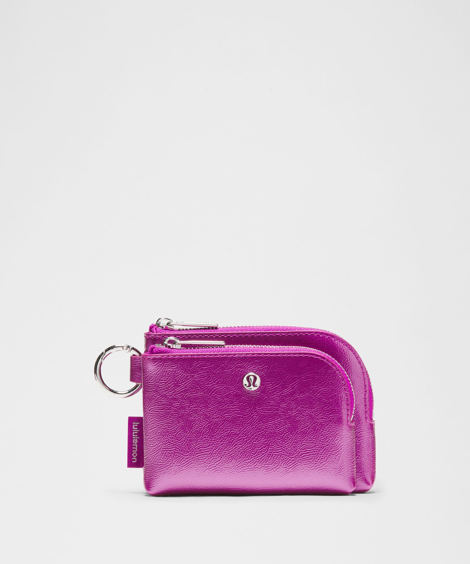 Smooth Leather Alternative Double-Zip Clippable Card Pouch