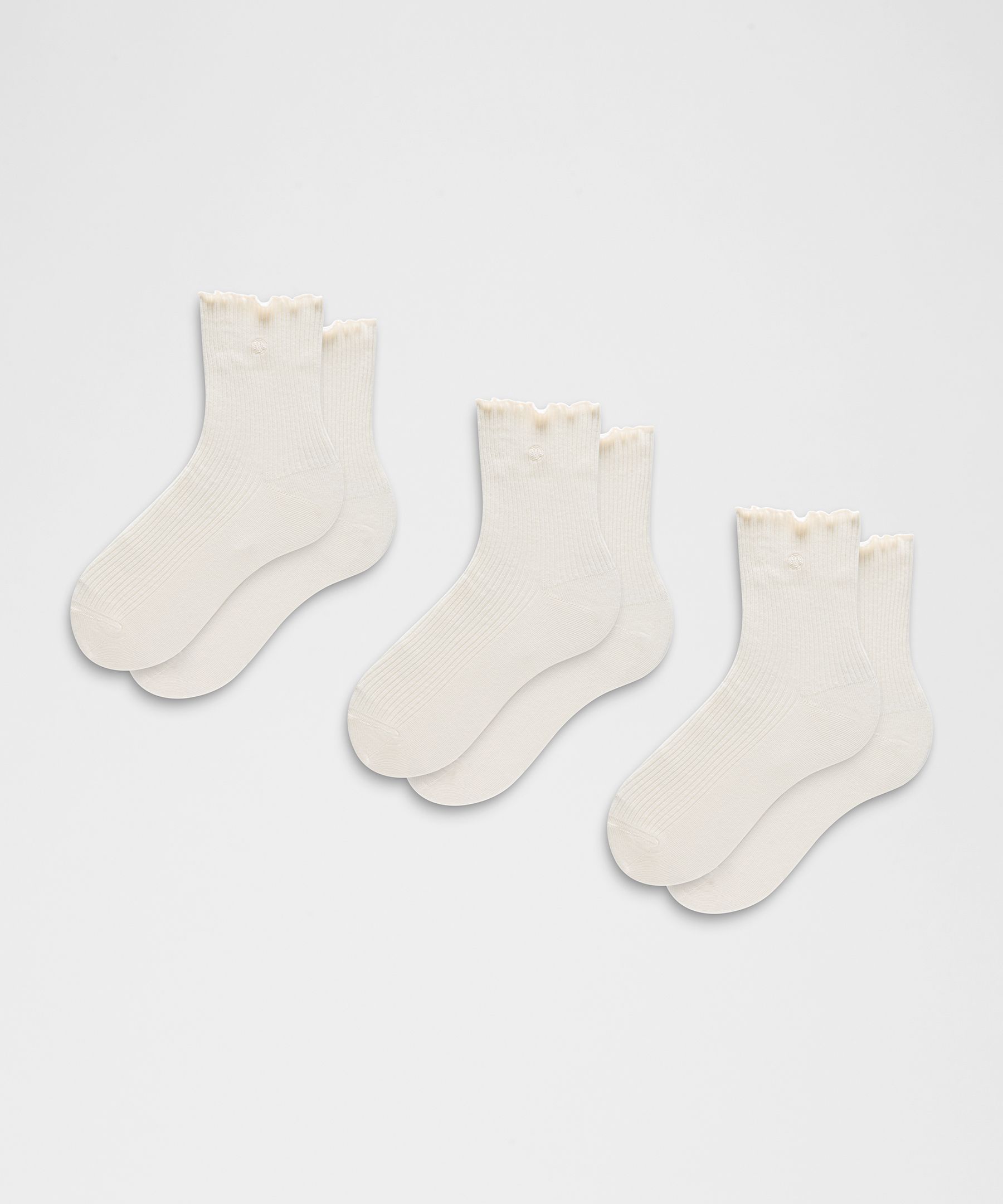 Unisex Lettuce Edge Quarter Socks *3 Pack