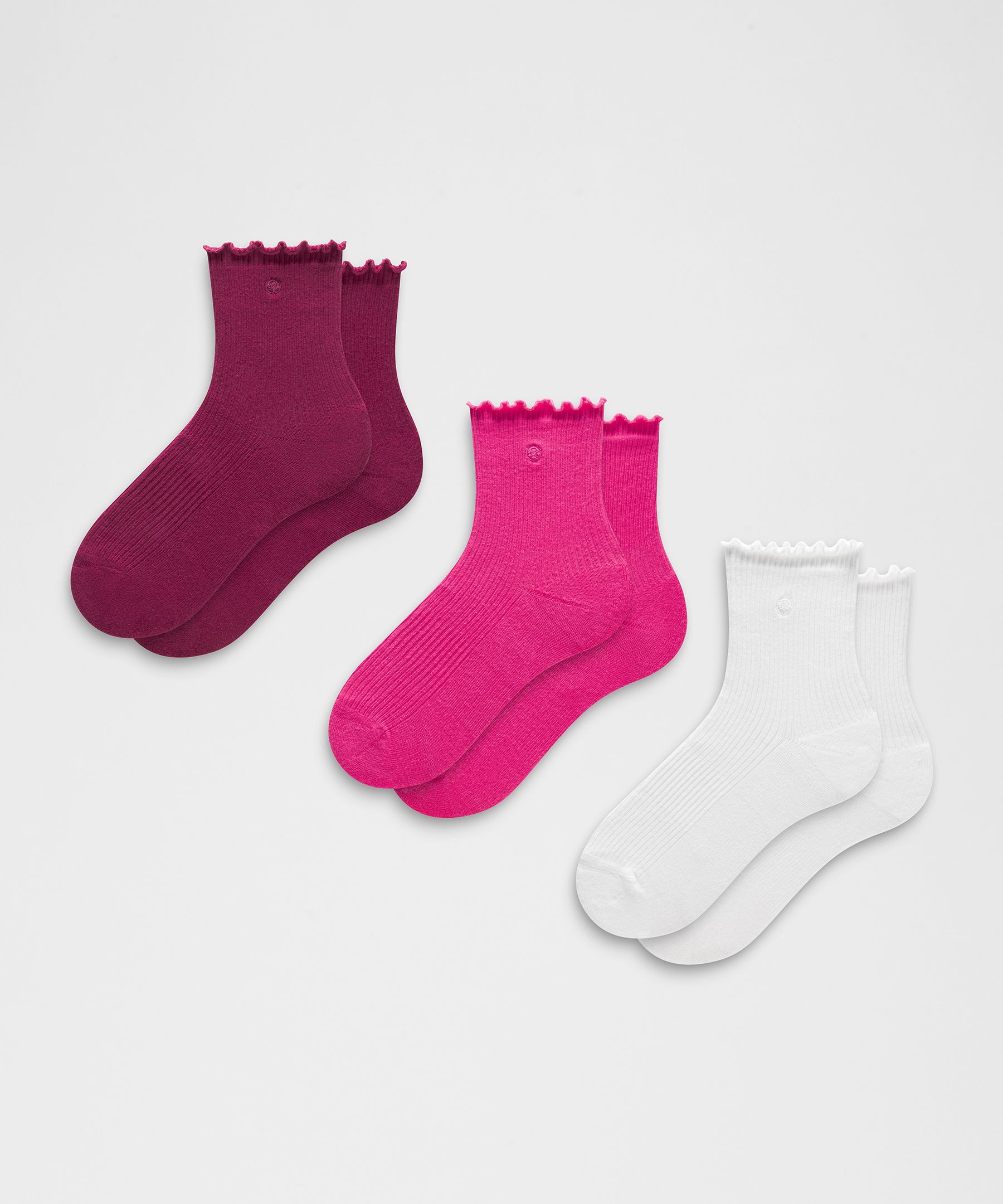 Unisex Lettuce Edge Quarter Socks *3 Pack