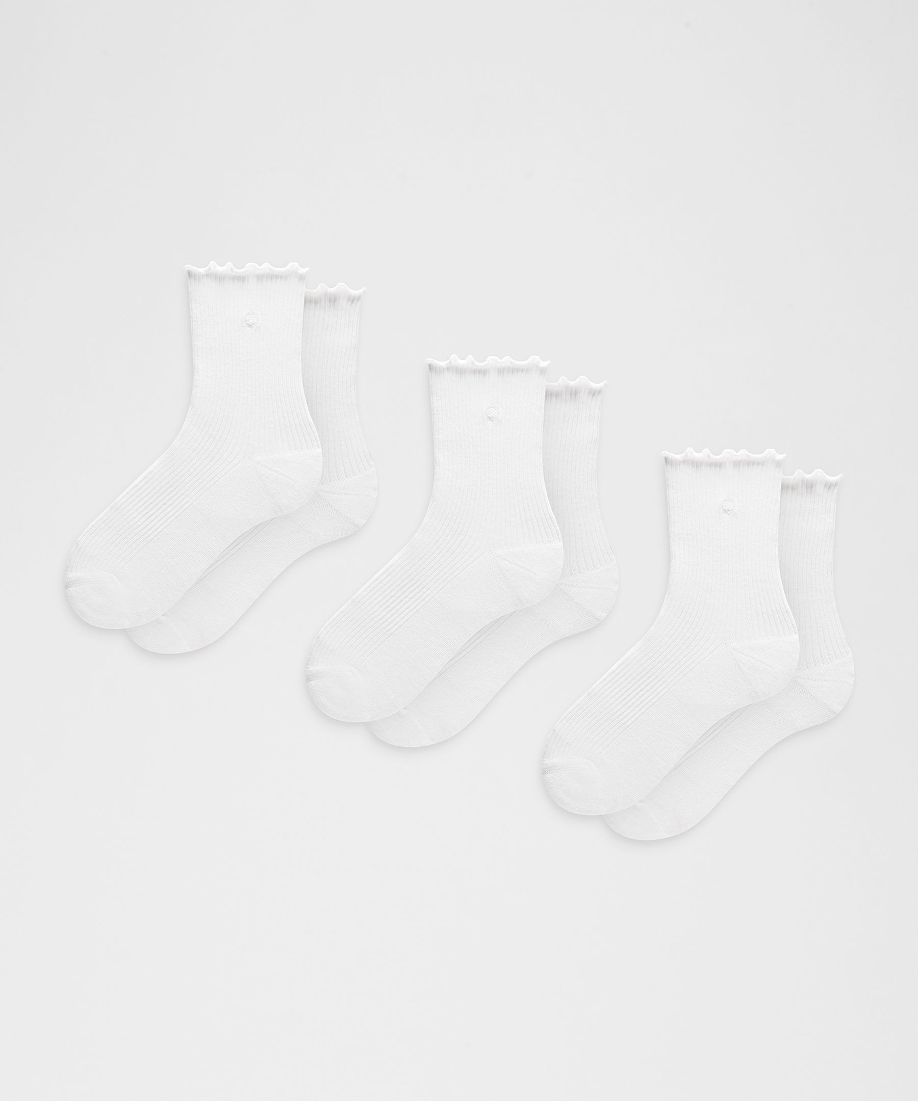 Unisex Lettuce Edge Quarter Socks *3 Pack