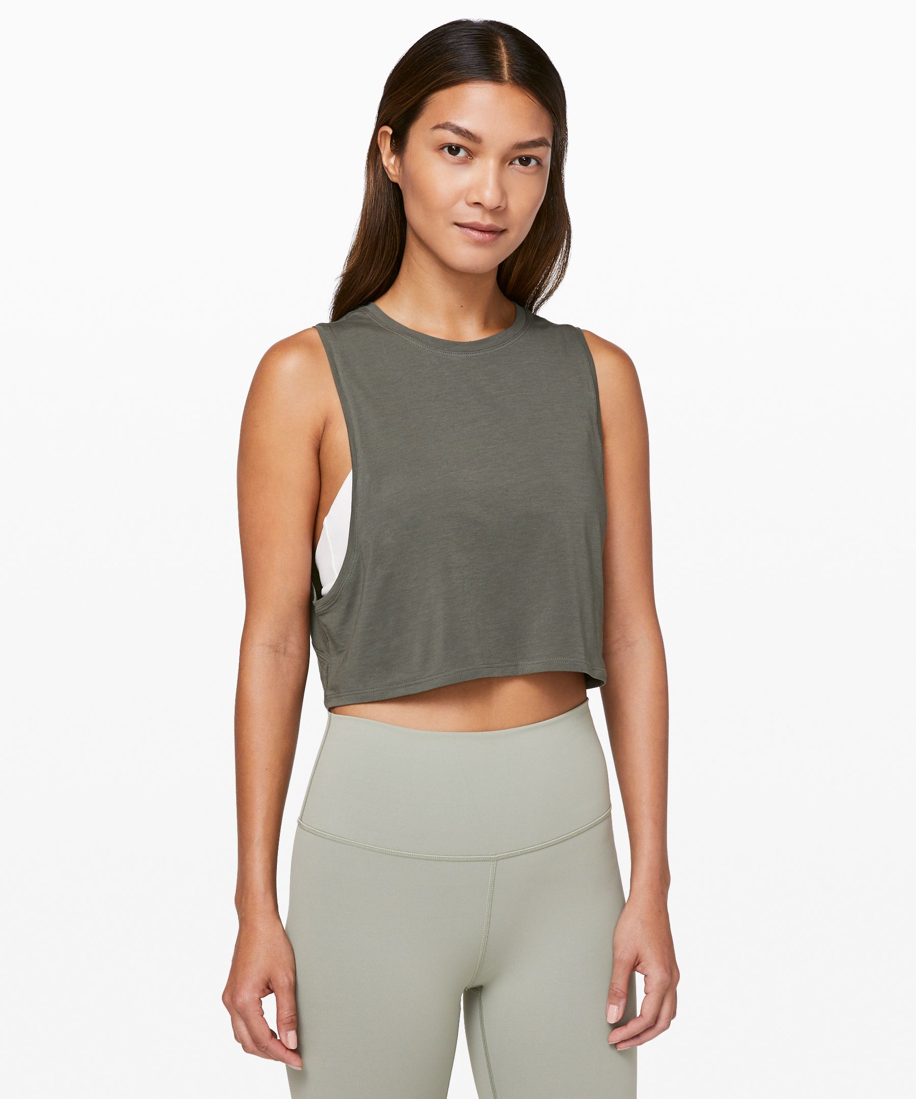 Lululemon Muscle Love Crop Tank In Grey Sage