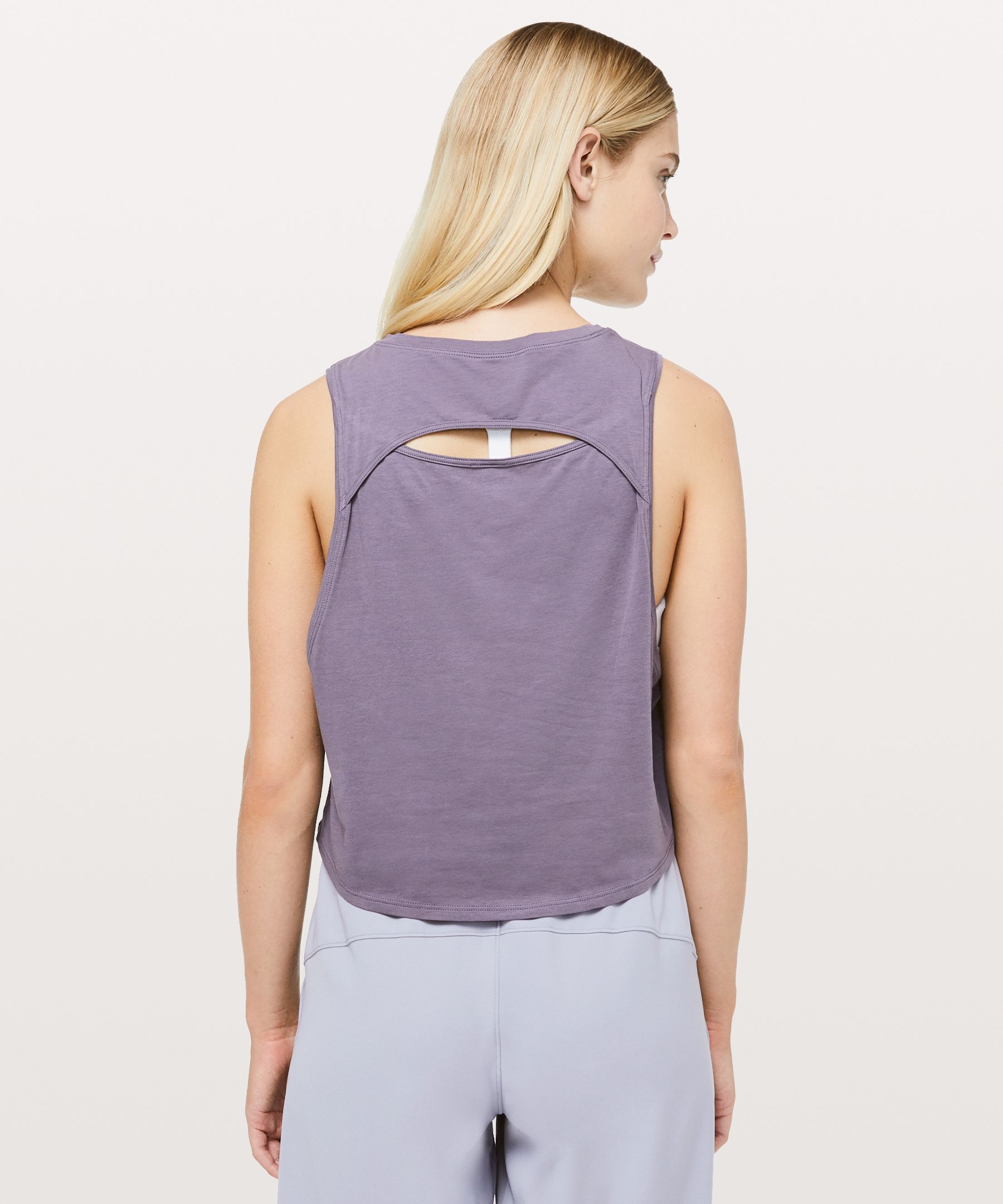 Graphite Purple Cut Back Crop Tank