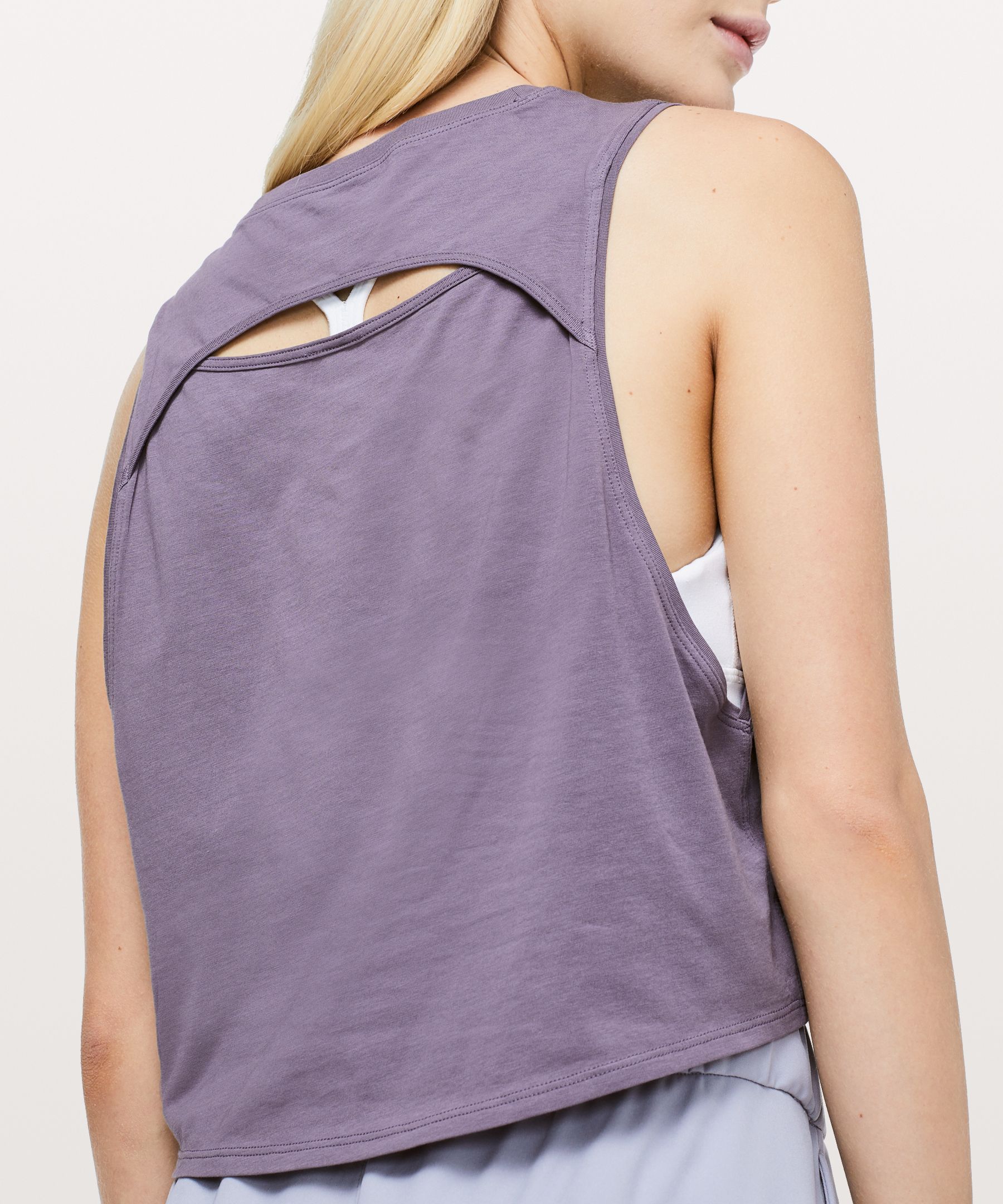 Graphite Purple Cut Back Crop Tank