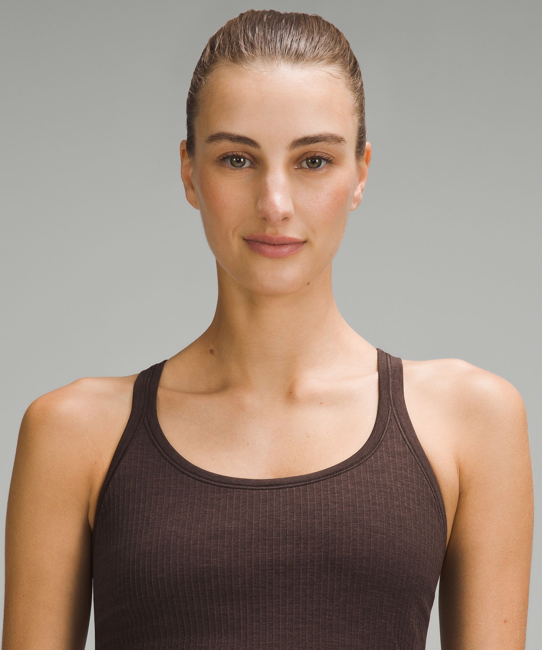 Lululemon Ebb To Street Cropped Racerback Tank Top In Brown