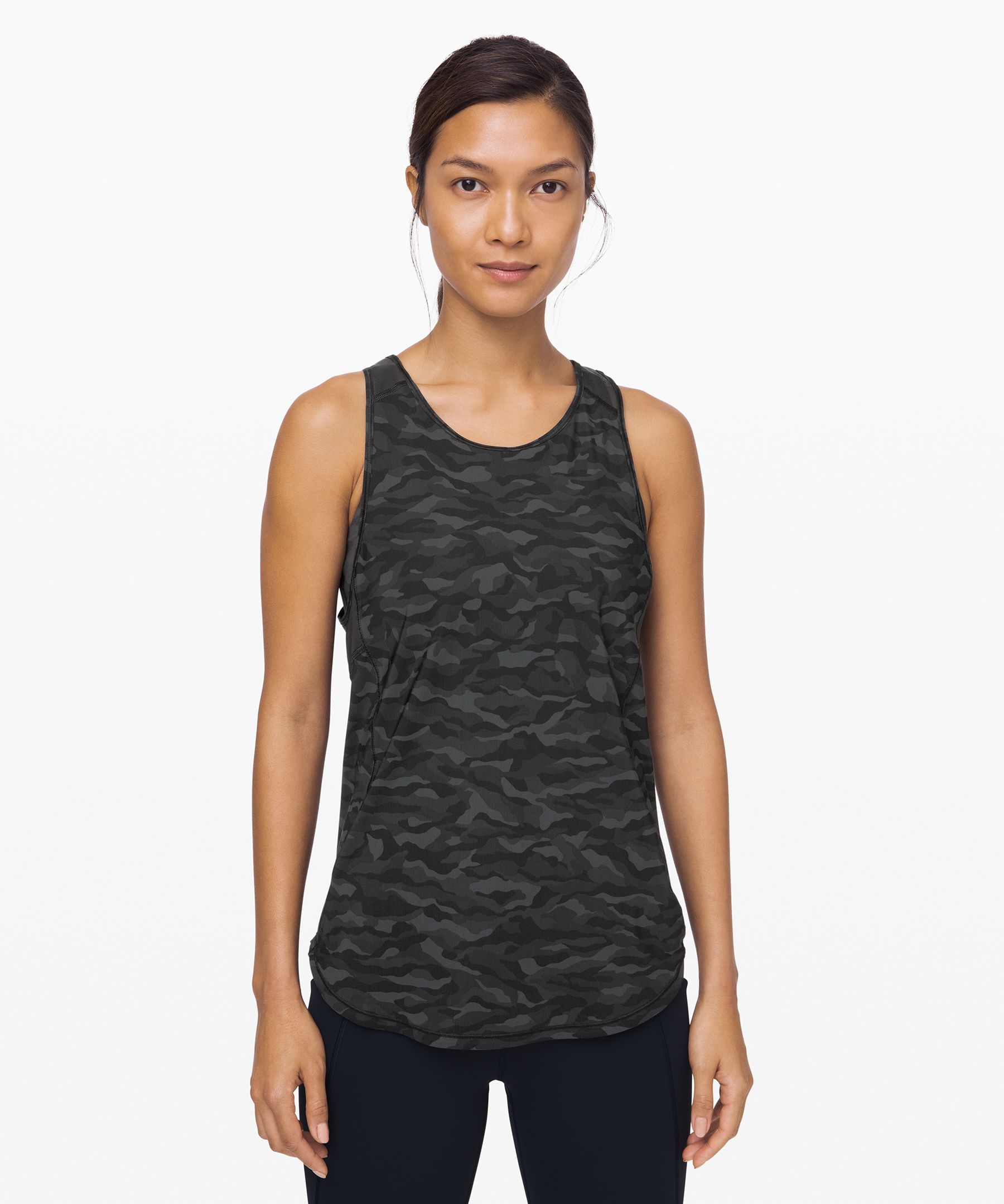 Lululemon Sculpt Tank Ii In Sequoia Camo Print Deep Coal Black/black