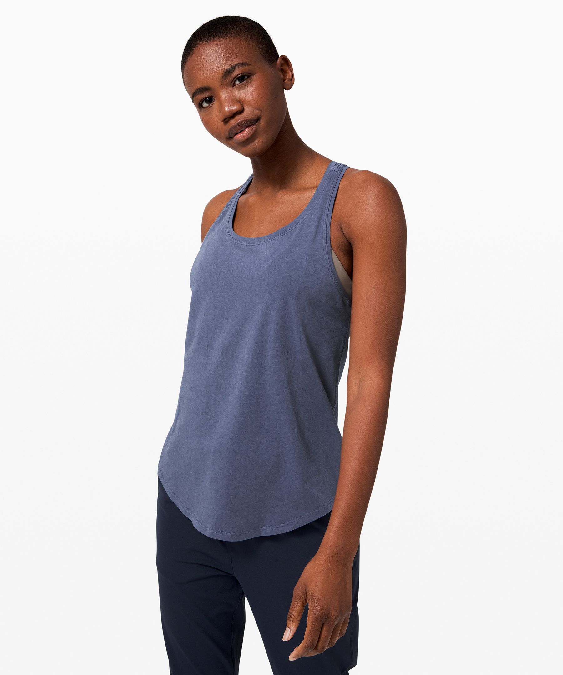 LULULEMON Love Tank Pleated Pima Cotton Blend Curved Hem Racerback Top -  Size 10